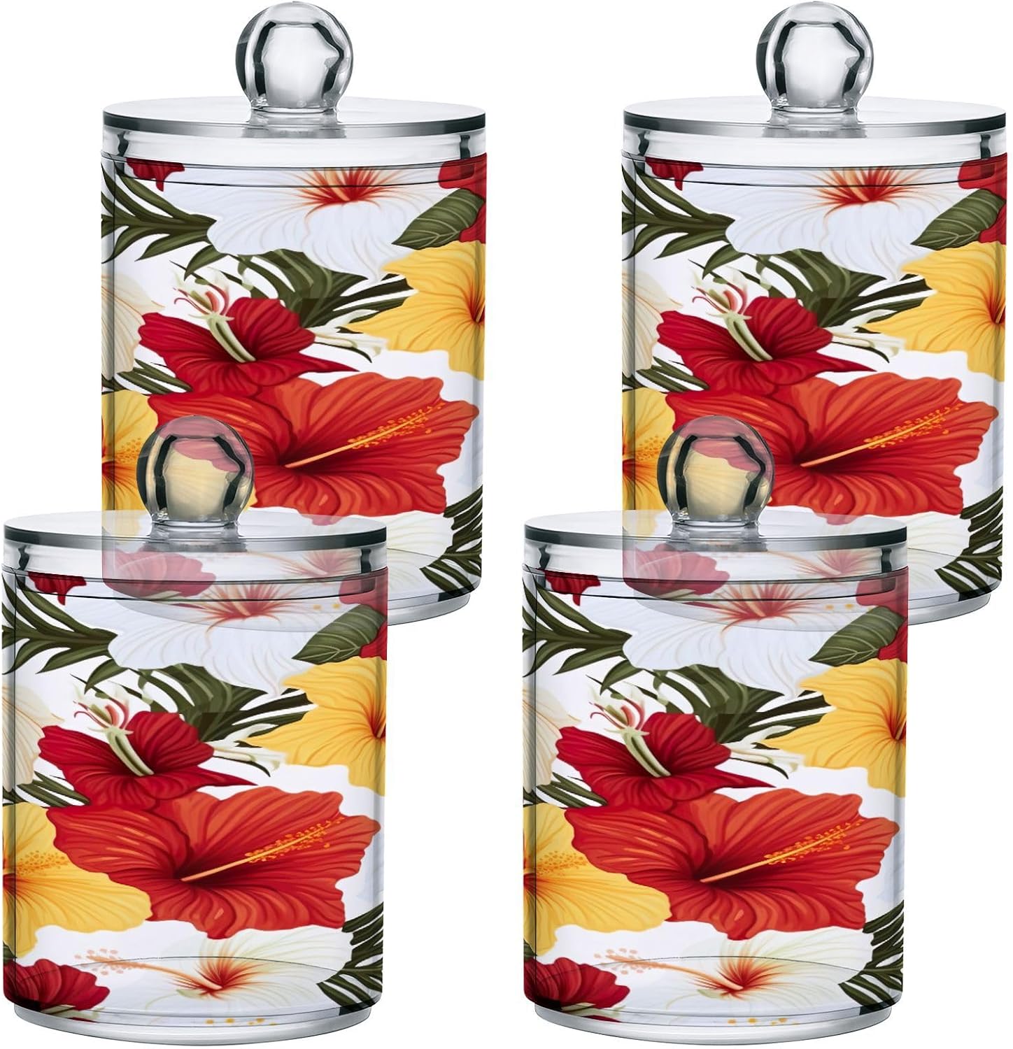 Yettasbin Flower Clear Plastic Apothecary Jars 2 Pack
