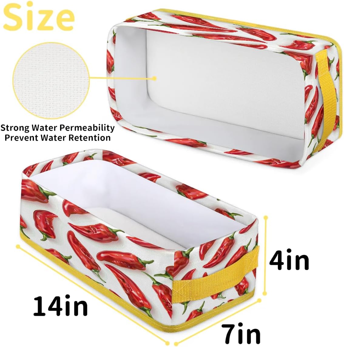 Tablerazzi Chilli Pepper Toilet Tank Topper Paper Basket with Handle