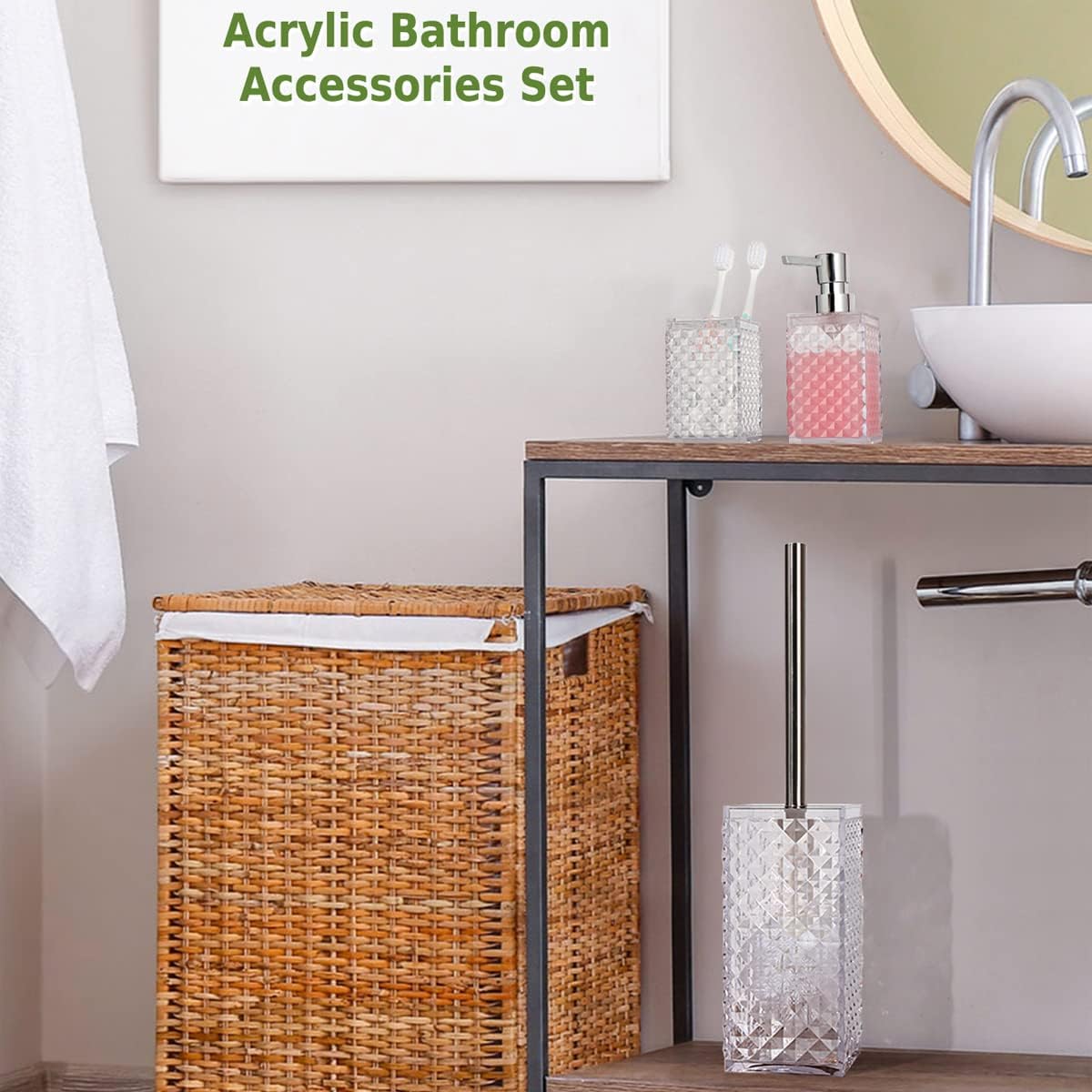 Yueranhu Clear Bathroom Accessory Set 6pcs Acrylic