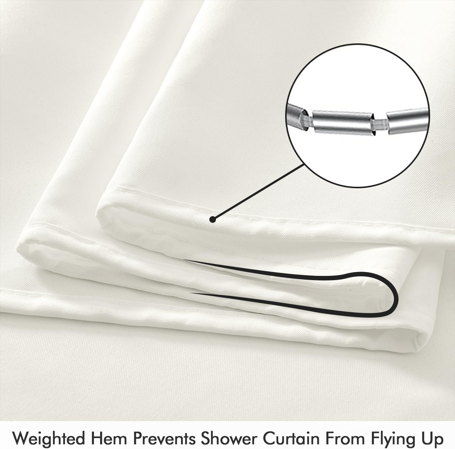 ANRODUO White Extra Long Shower Curtain Set