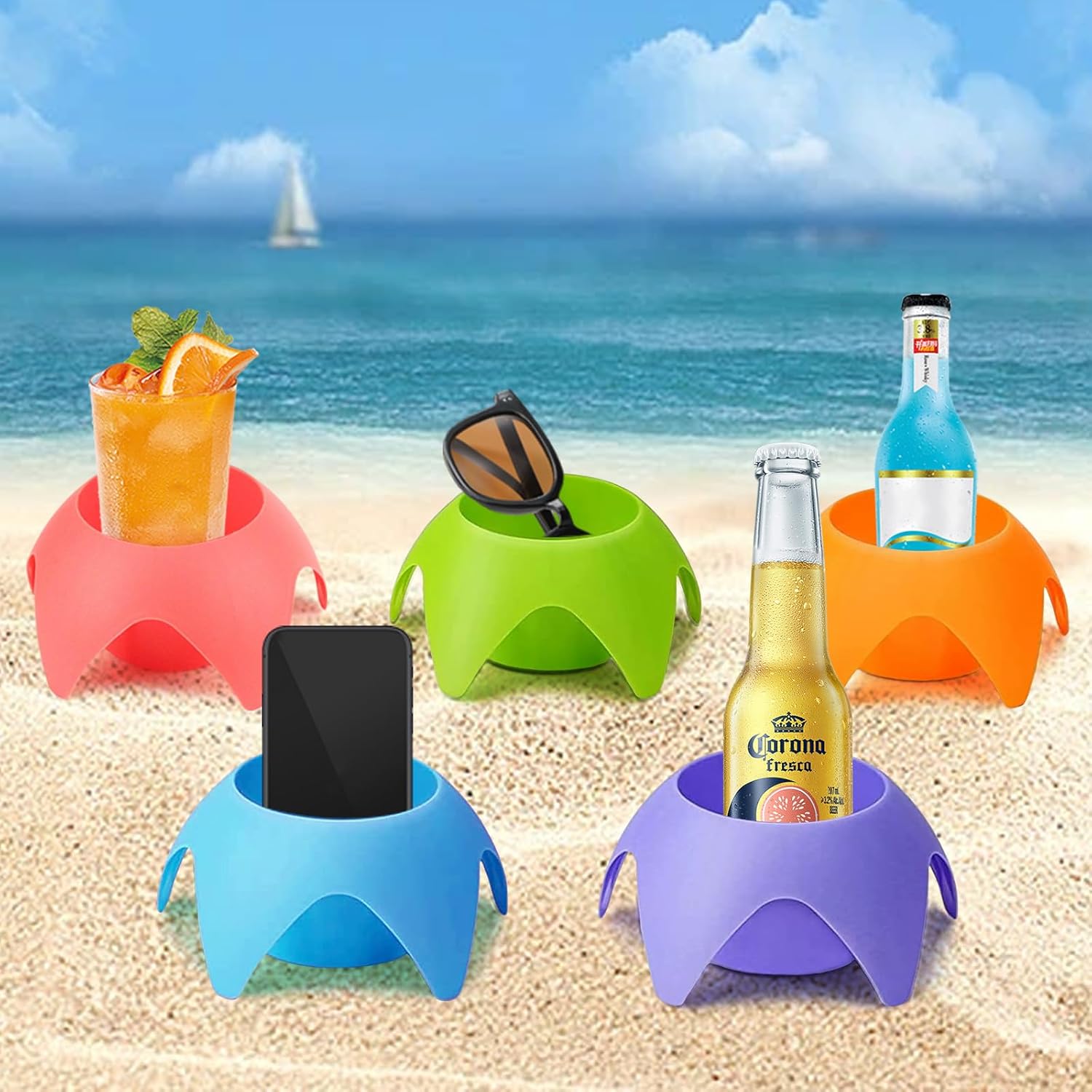 Ideal Swan 10 Pack Beach Cup Holder - Multicolor