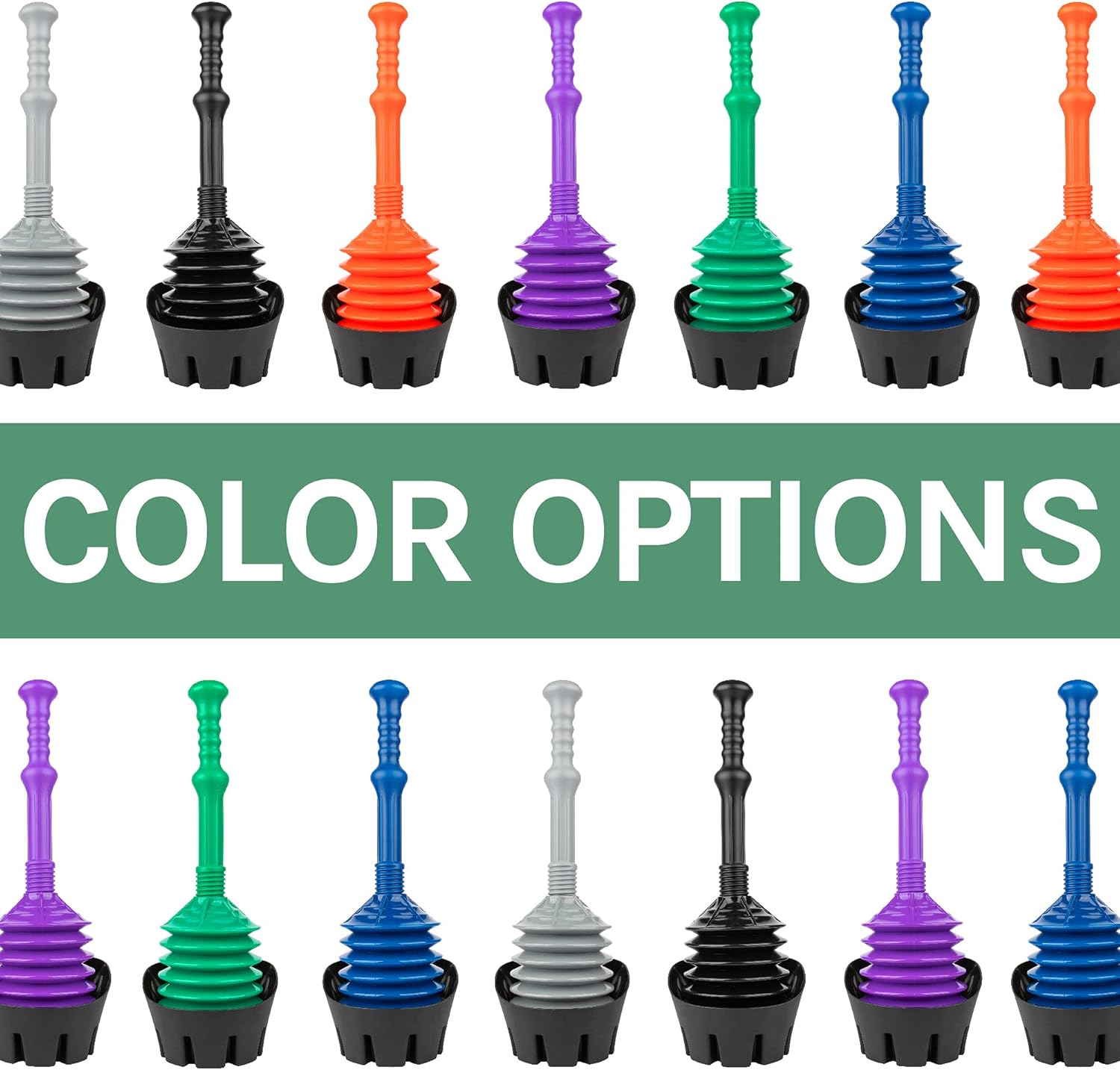 JS Jackson Supplies Green Bellows Toilet Plunger with Black Drip Tray