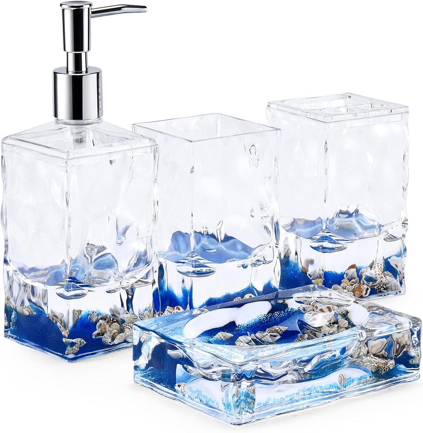 Locco Decor 4 Piece Acrylic Liquid 3D Floating Shell Set