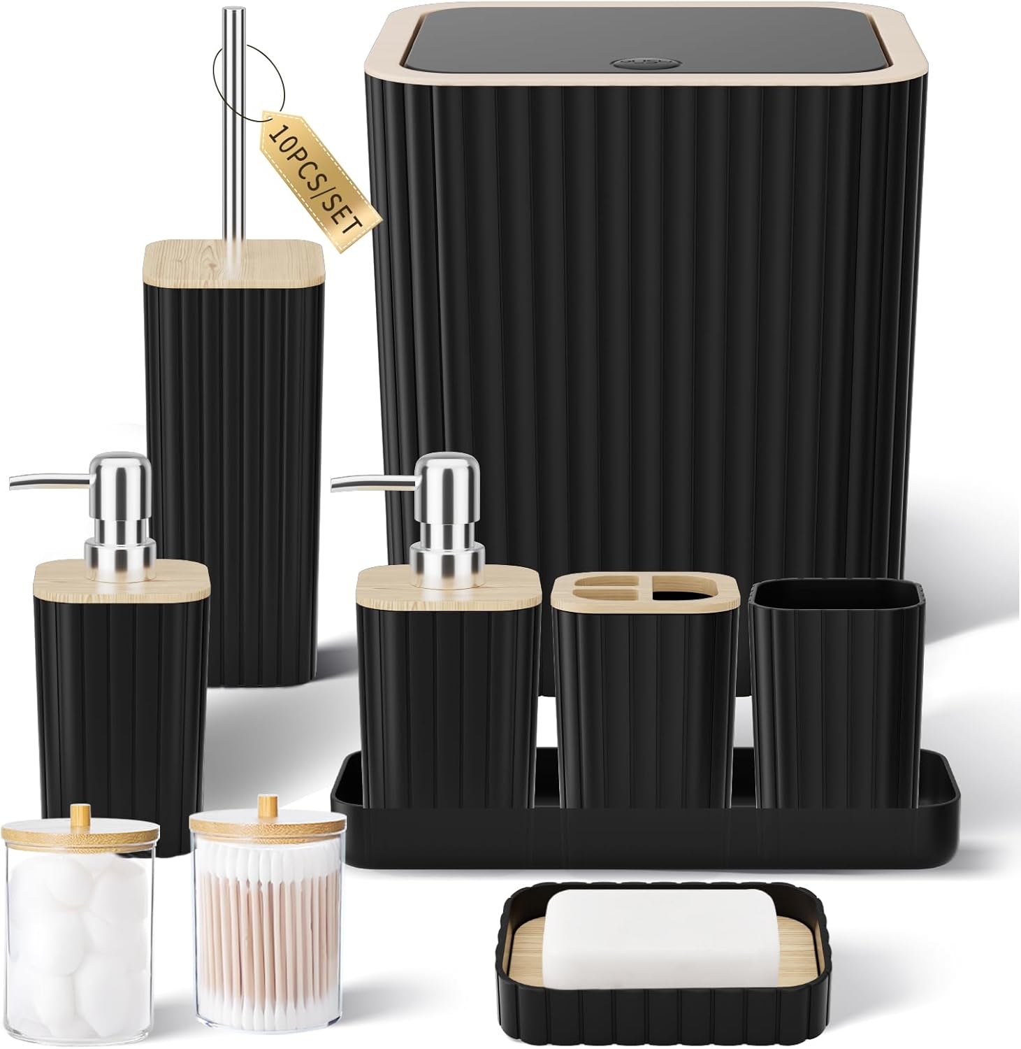 XLHOMO 10PC Elegant Black Bathroom Accessories Set
