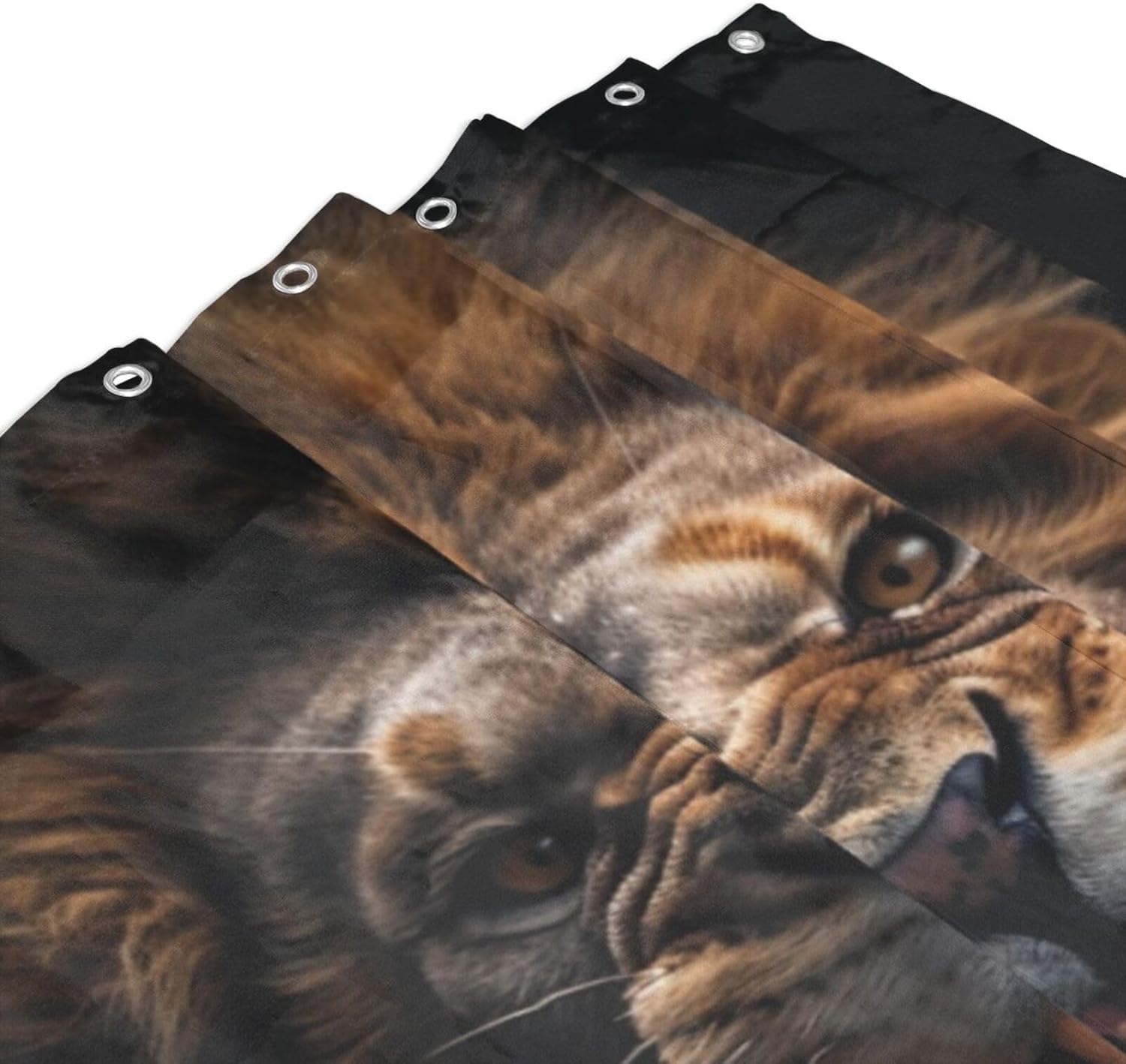 Lion Pattern Shower Curtain Set 72x72in with 12 Hooks