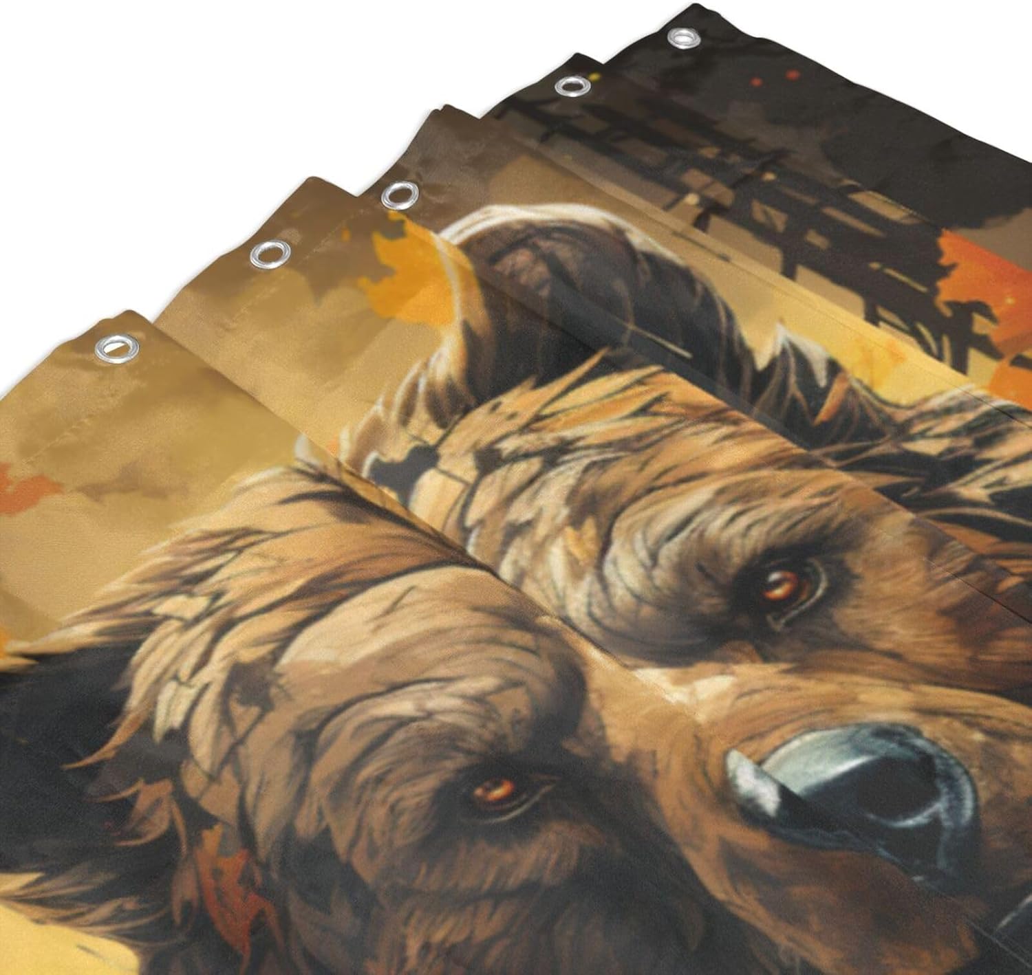Brown Bear Shower Curtain Set with 12 Hooks 72x72in