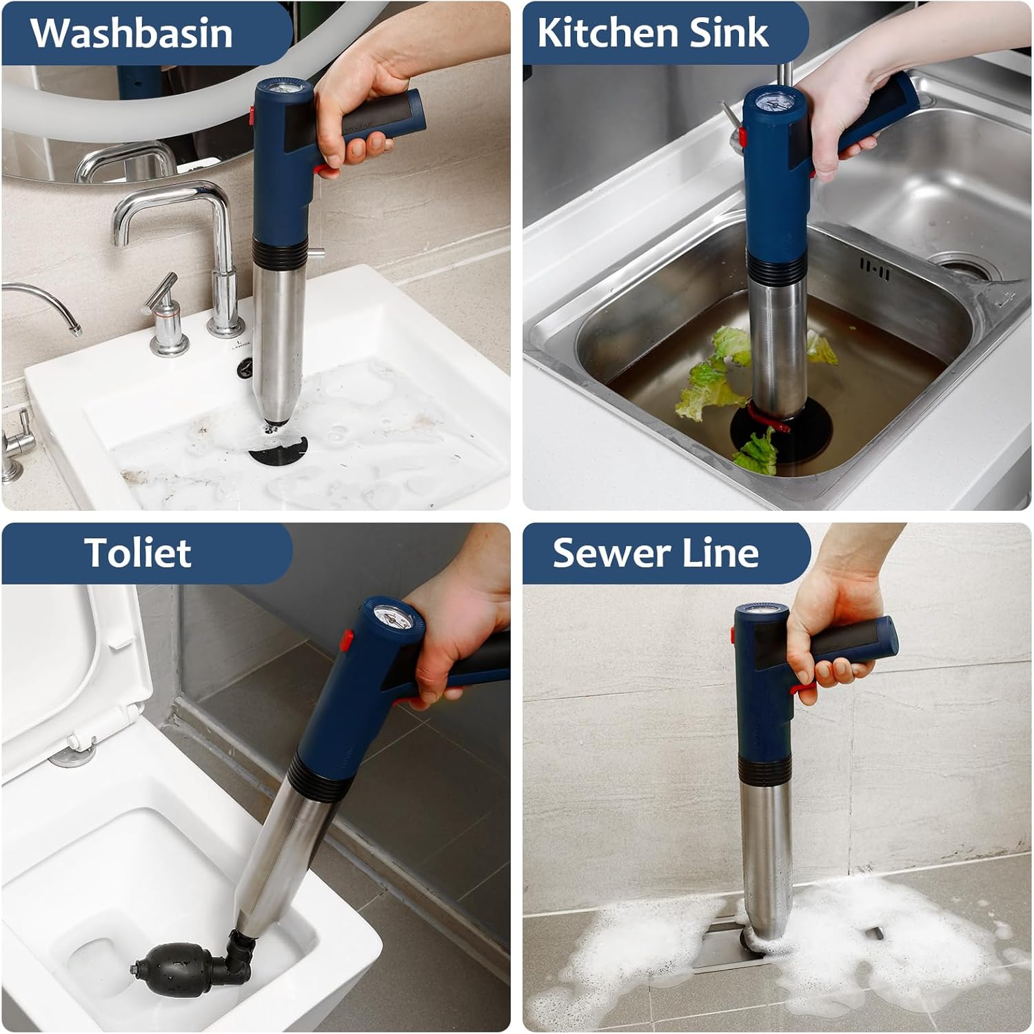 VNJOBAS Heavy Duty Air Plunger with Built-in Battery