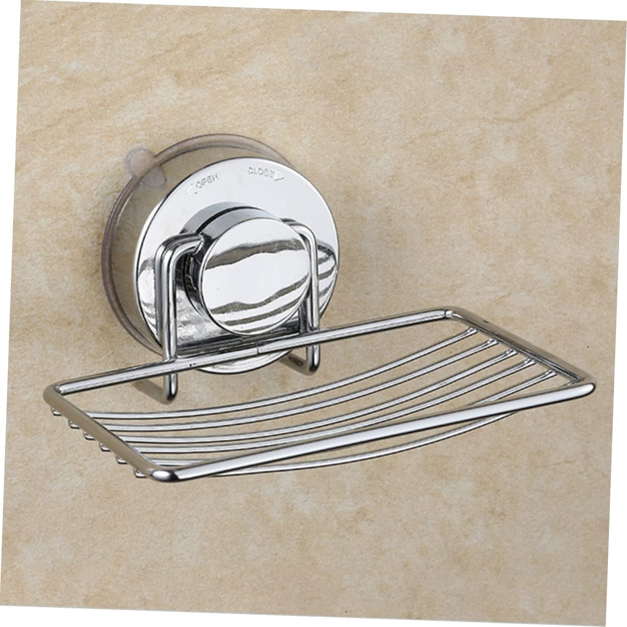 ABOOFAN Silver Soap Dish with Suction Cup Drain Rack