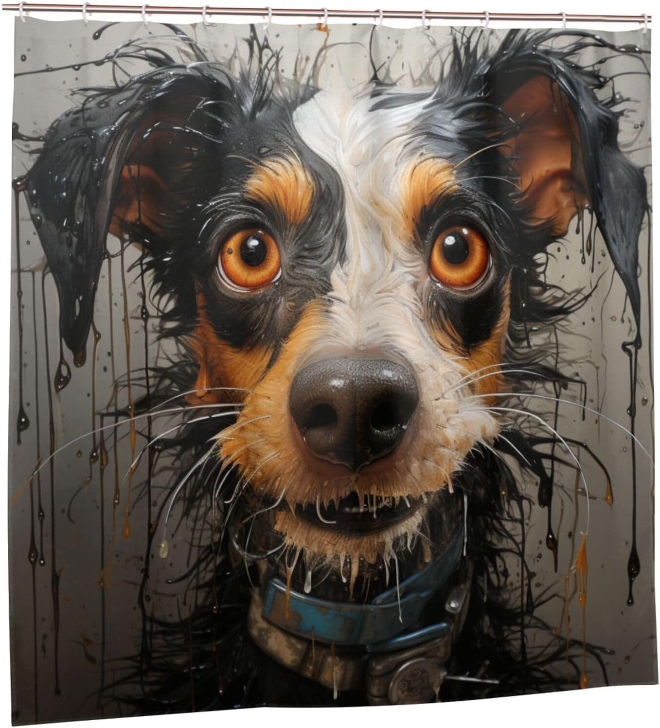 Smile Dog Waterproof Shower Curtain Set with 12 Hooks 72x72in