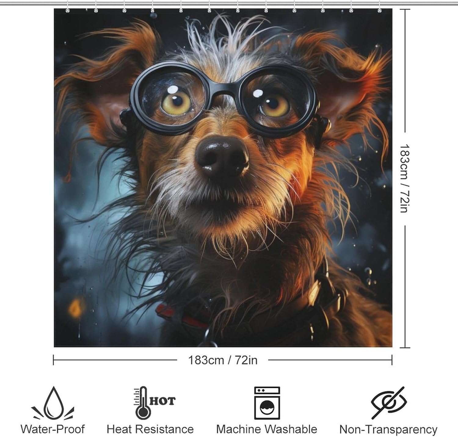 Cute Hippie Boho Dog Shower Curtain Set