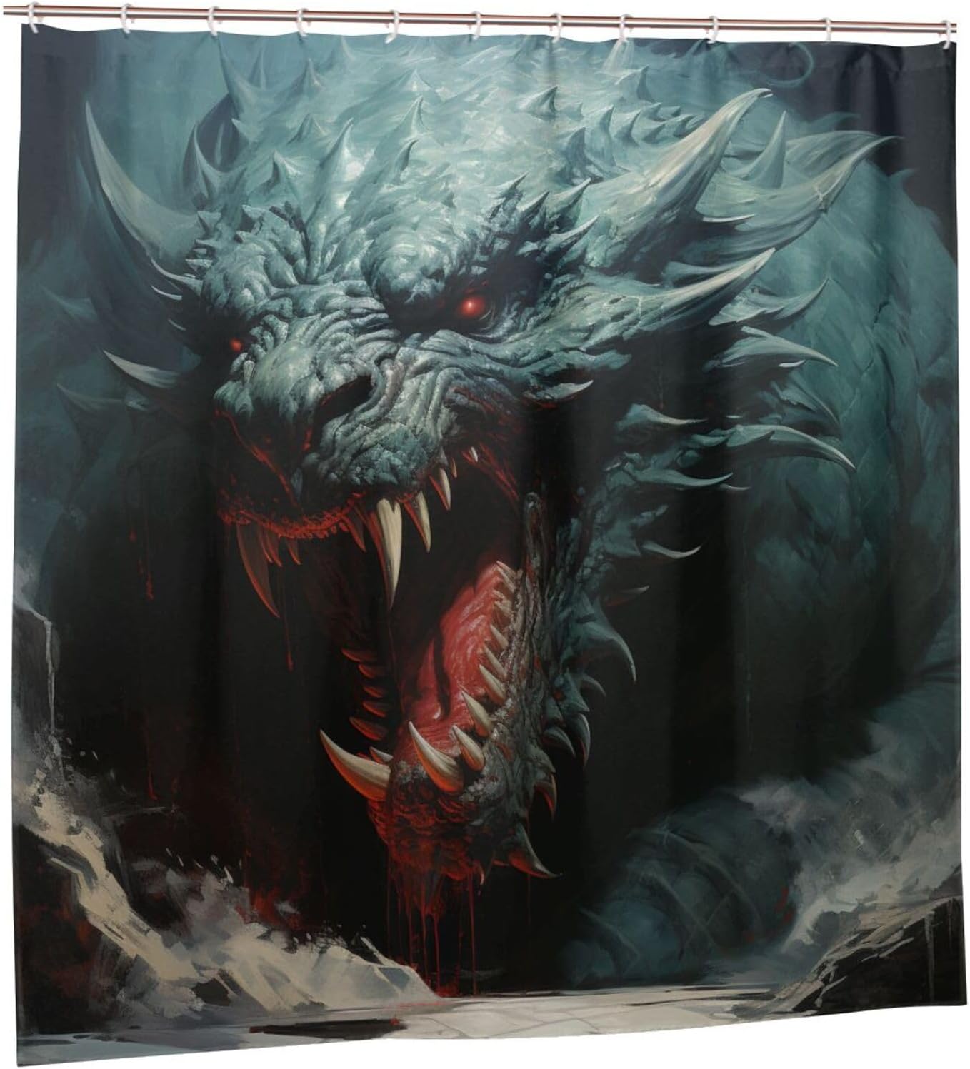Roaring Dragon Shower Curtain Set with 12 Hooks 72x72in