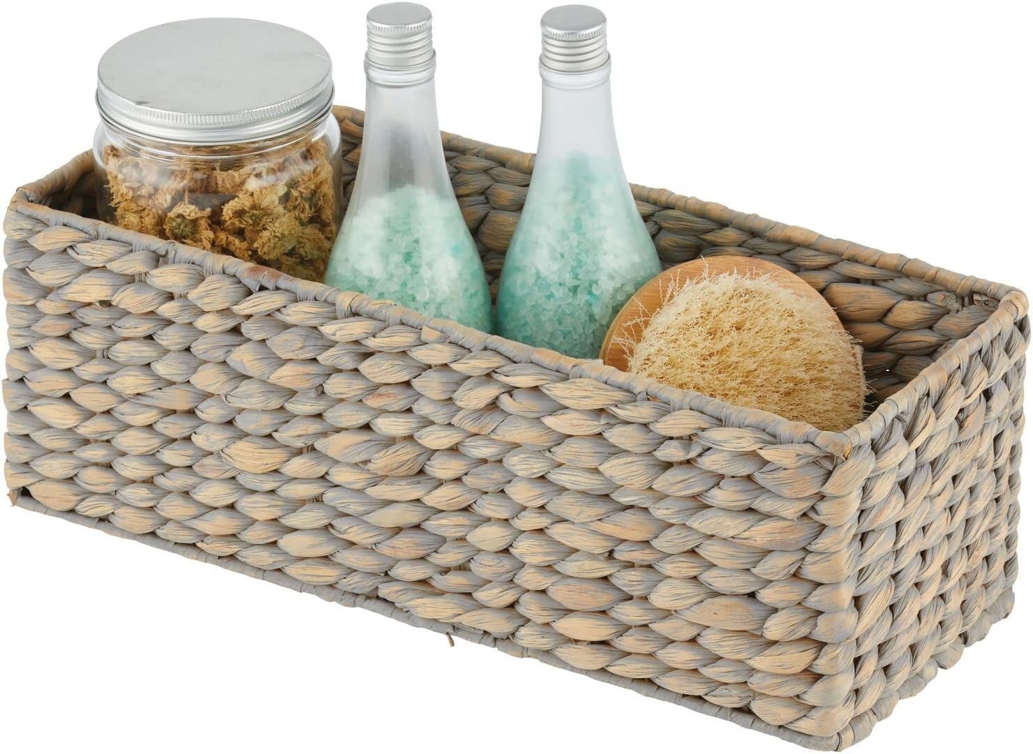 mDesign Woven Hyacinth Toilet Paper Holder - 2 Pack Gray