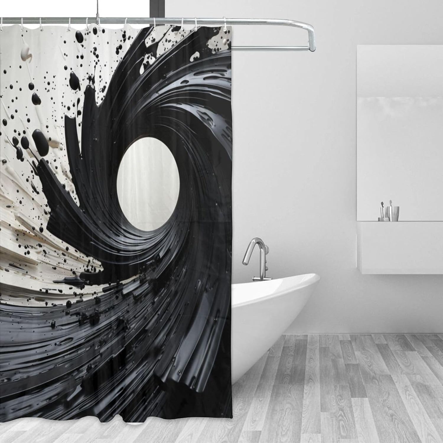Abstract Oil Painting Shower Curtain Set 72x72in Waterproof Luxury Fabric with 12 Hooks