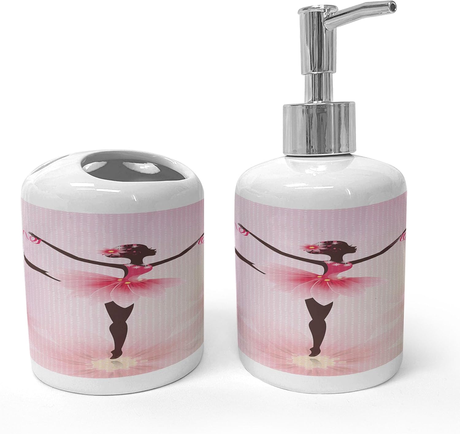 Ambesonne 2 Pc Bathroom Accessory Set Pink Umber