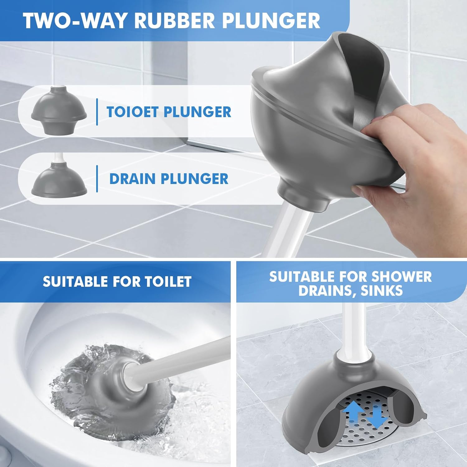 LOVLOY 2 in 1 Toilet Brush Plunger Set with Holder