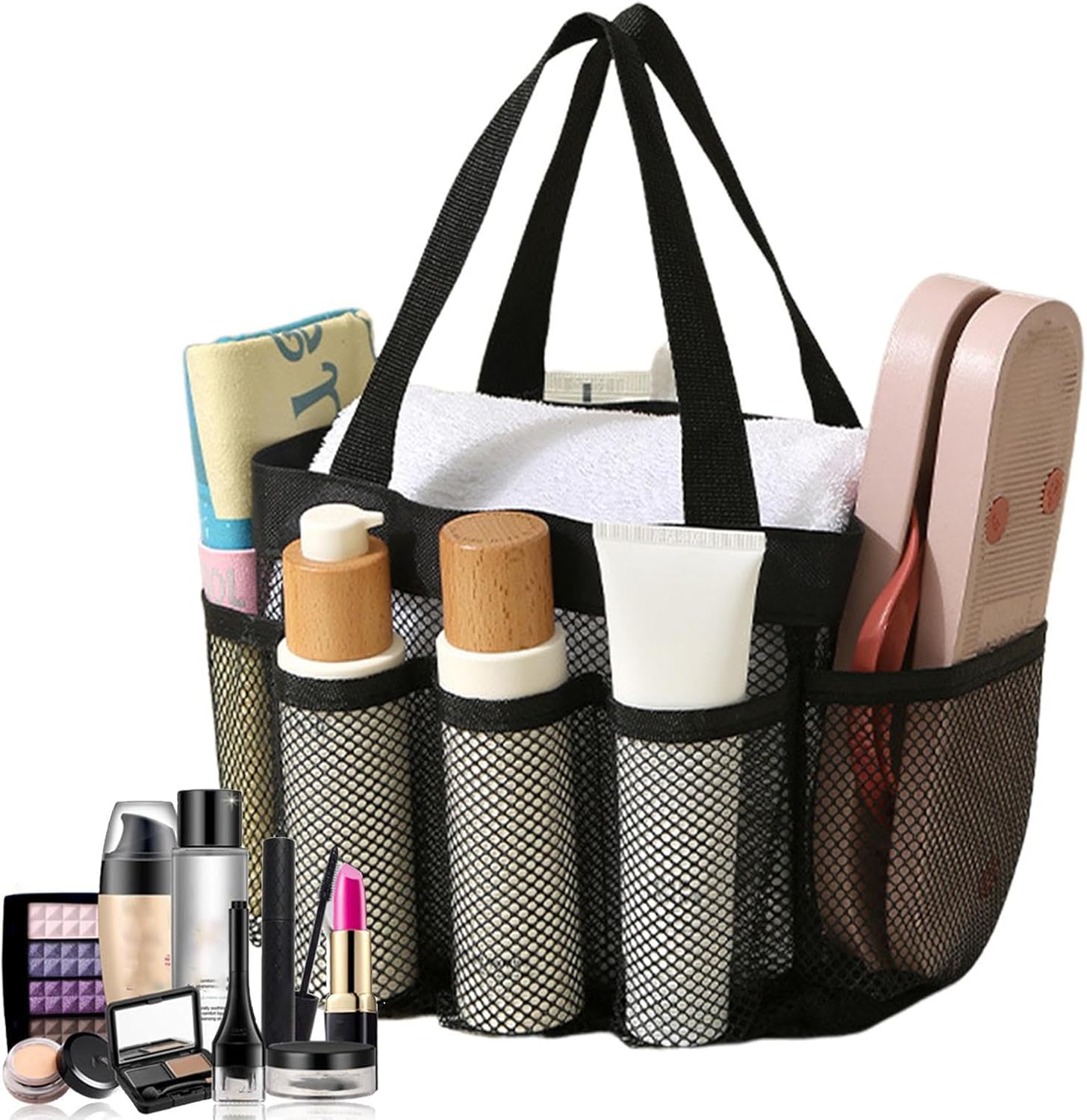 Portable Mesh Shower Bag - Large Capacity for Travel and Camping