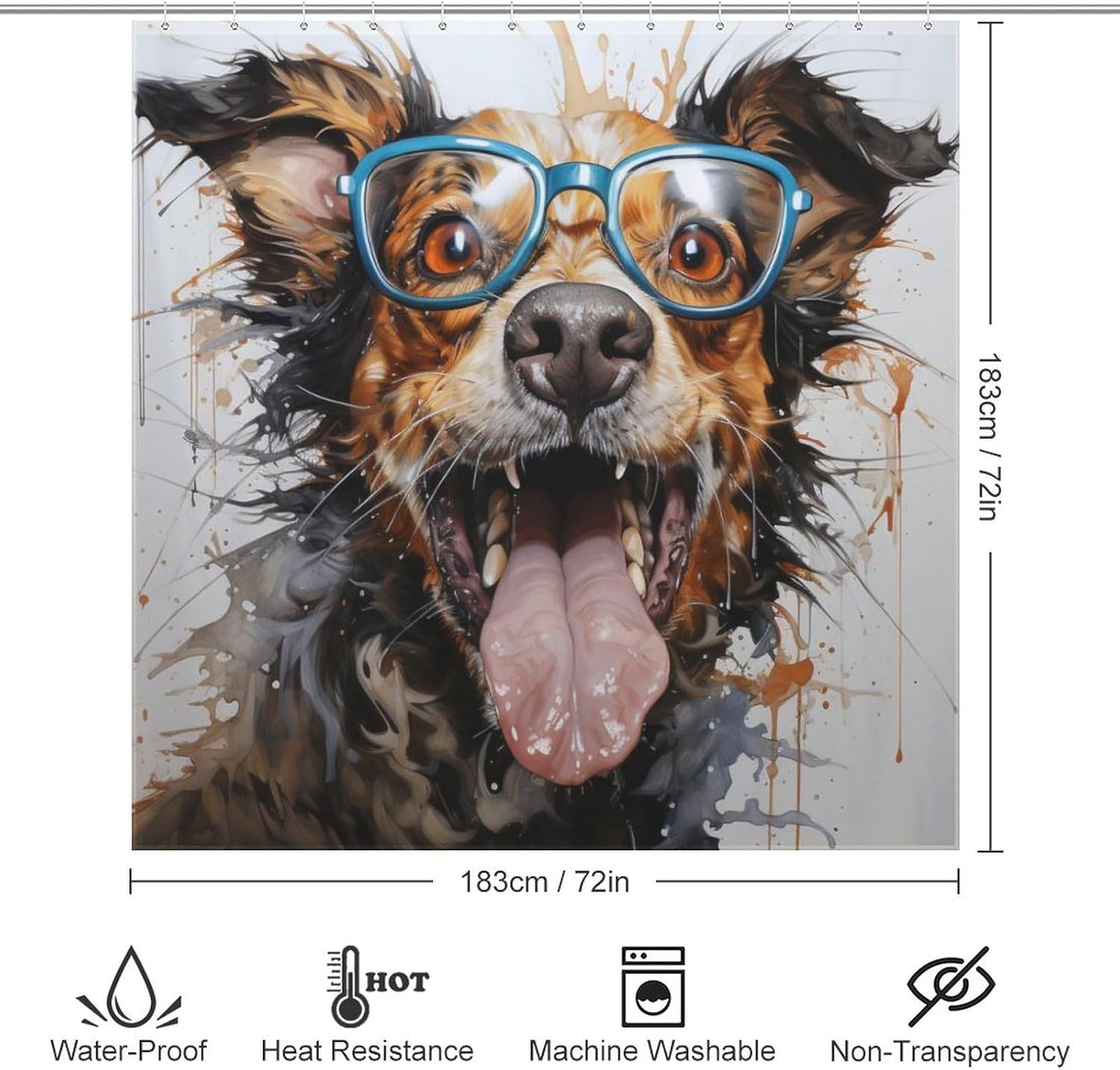 Cute Hippie Boho Animal Shower Curtain Set with 12 Hooks 72x72in