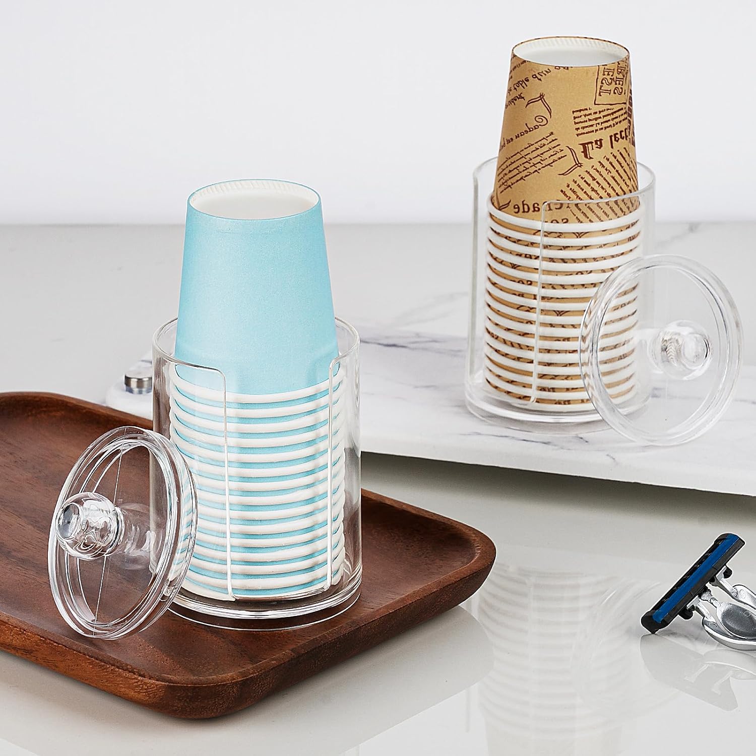 2-Pack Small Bathroom Cup Dispenser for 3-4 oz Cups