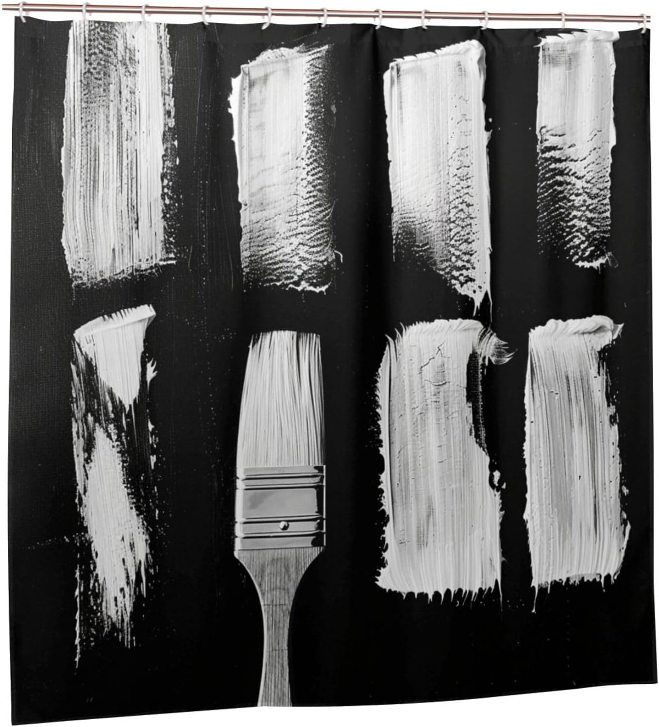 Brush Stroke Abstract Shower Curtain Set with 12 Hooks 72x72in