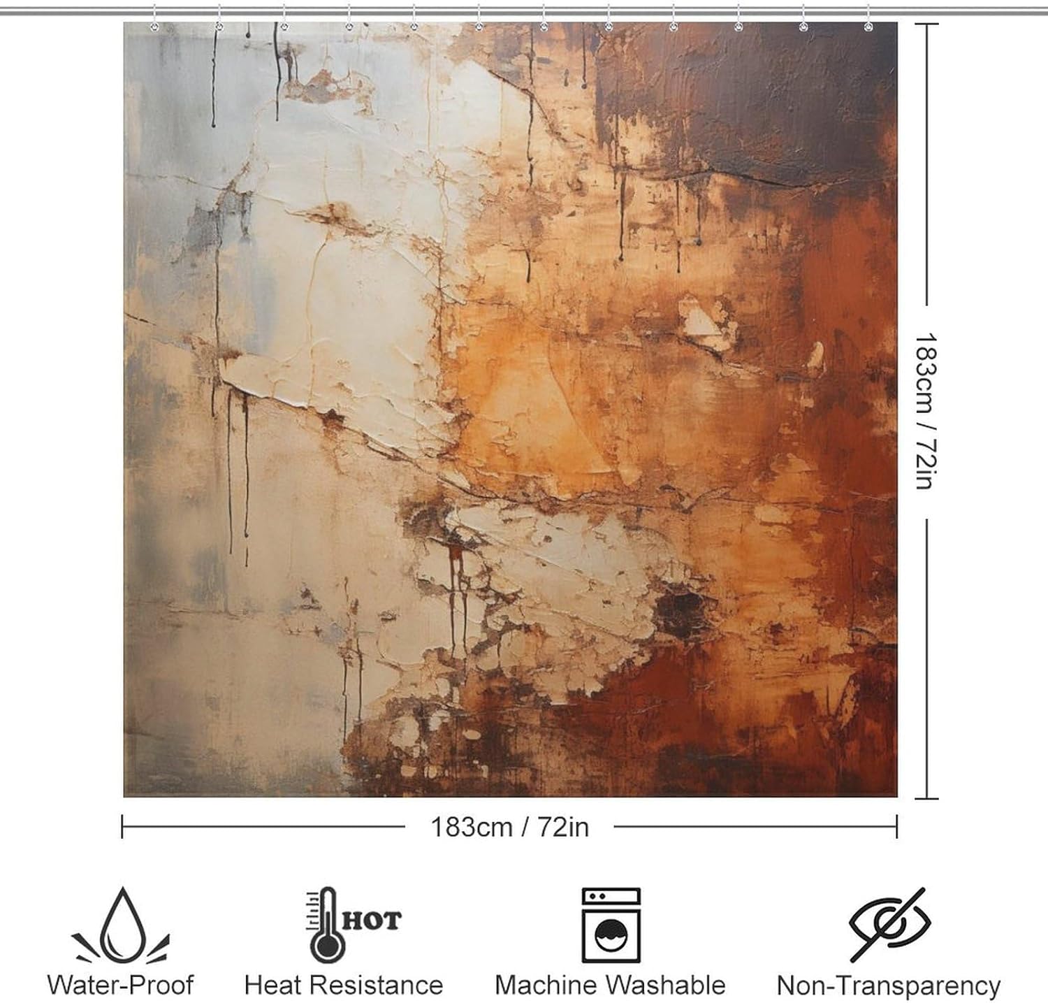 TIYAANDSY Oil Painting Abstract Shower Curtain Set 72x72in