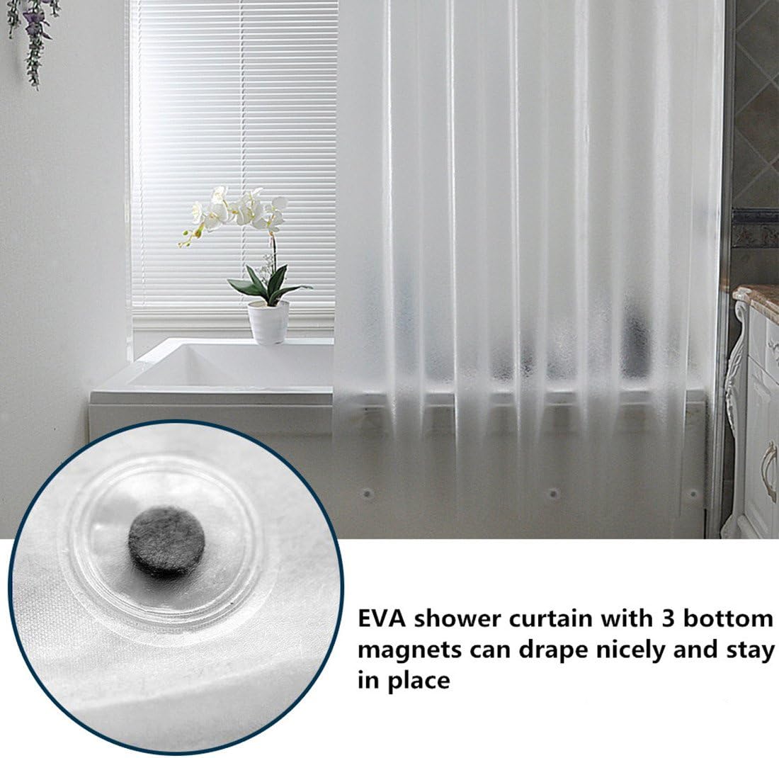 AooHome Frosted 72x72 Shower Curtain Liner with 5 Bottom Magnets and Metal Grommets