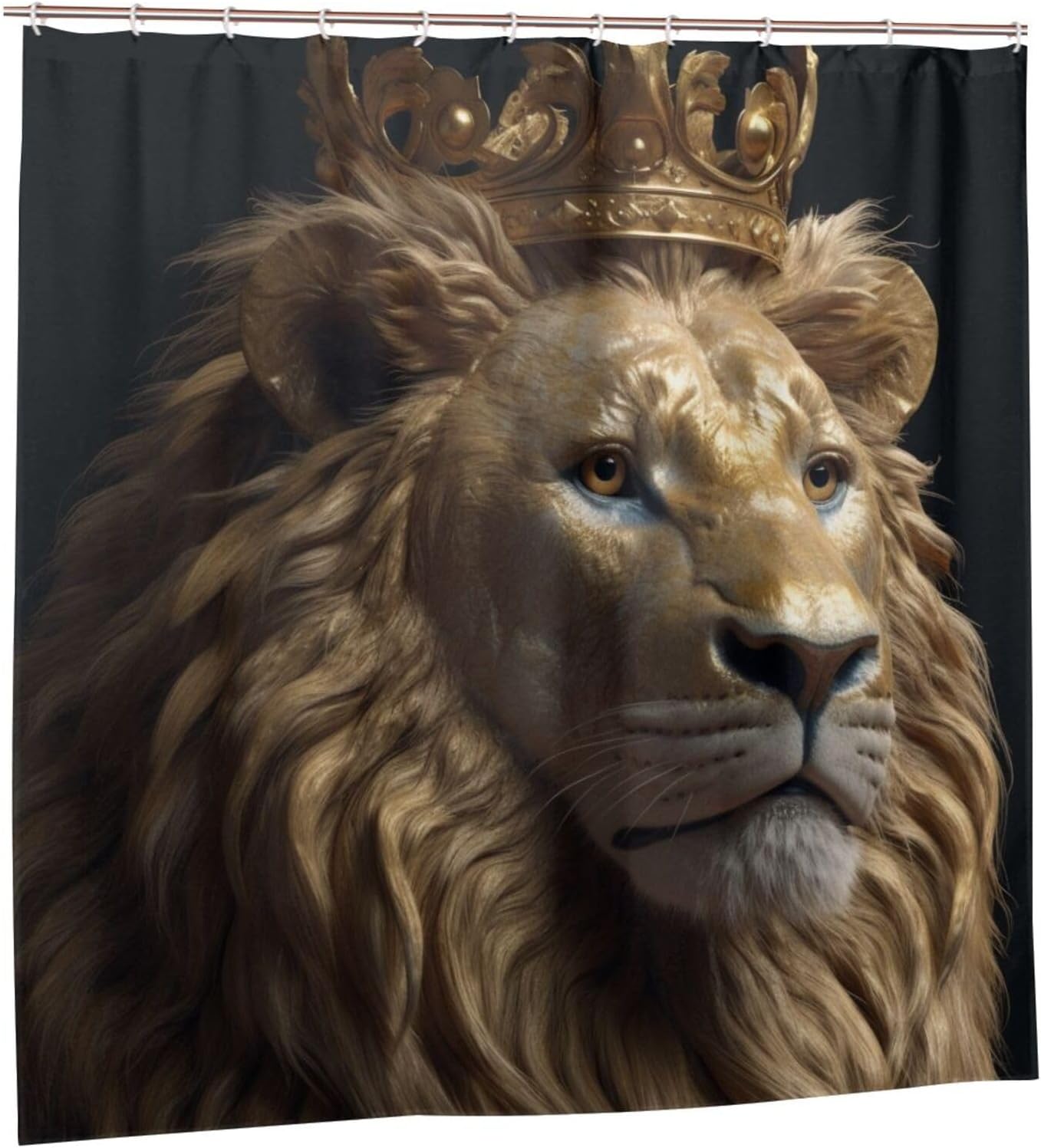 TIYAANDSY Gold Lion Shower Curtain Set 72x72in