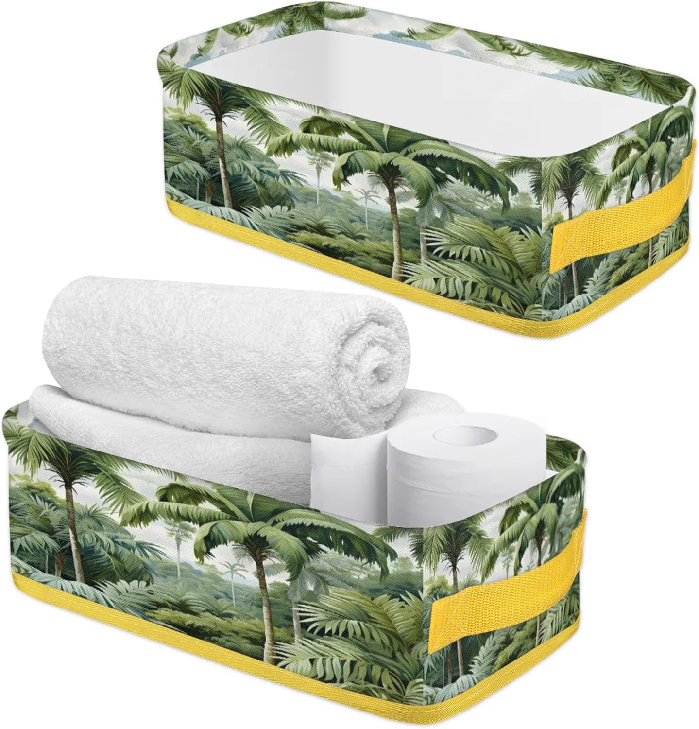 Snatocys Palm Trees Toilet Paper Basket with Handles 1