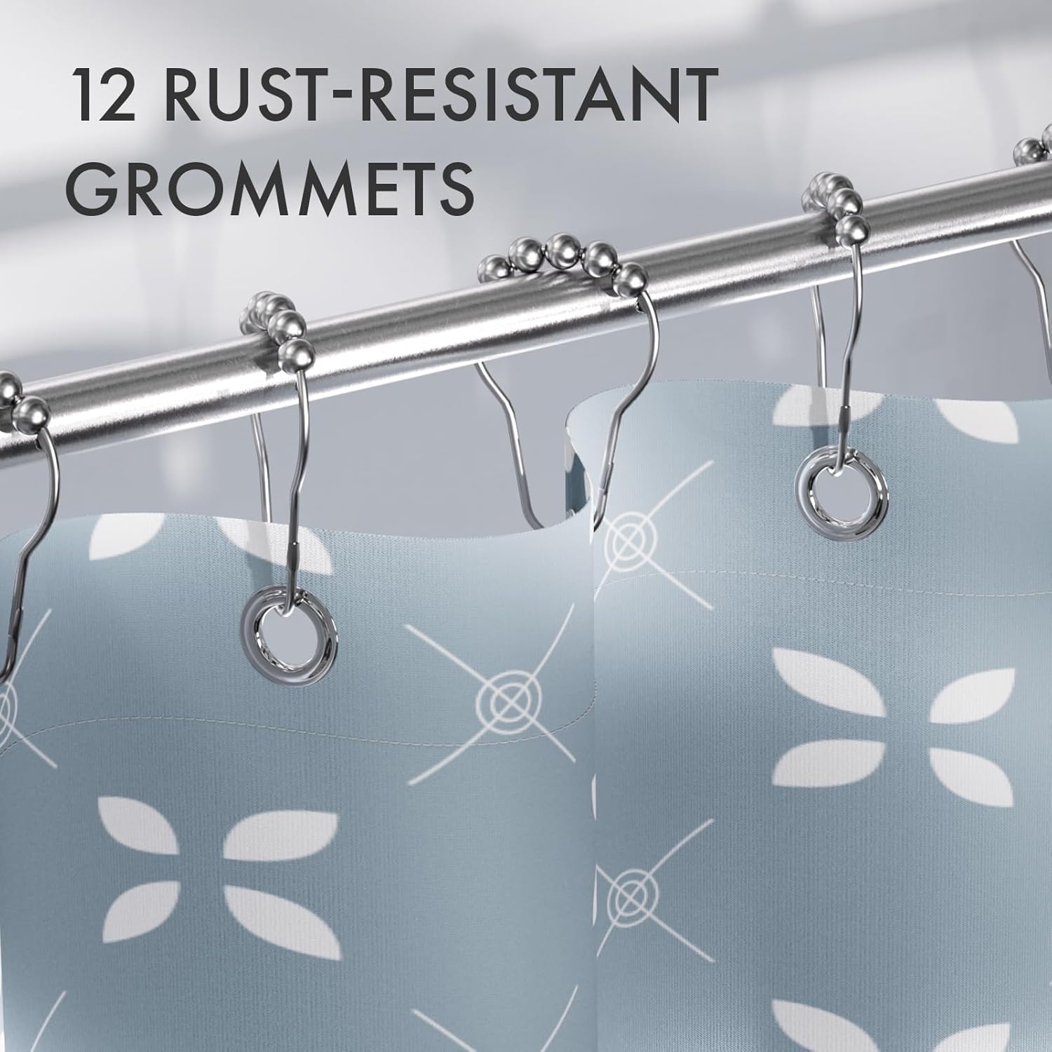 AmazerBath Blue Floral Shower Curtain Set