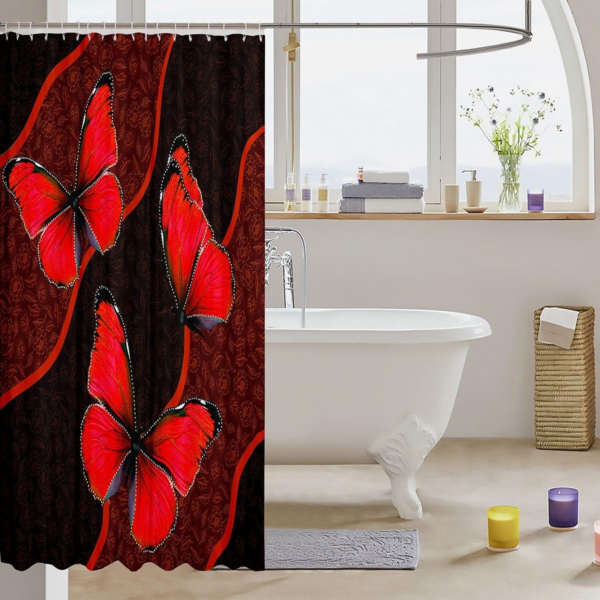 Feelyou Butterfly Shower Curtain 72x72 Kids Floral