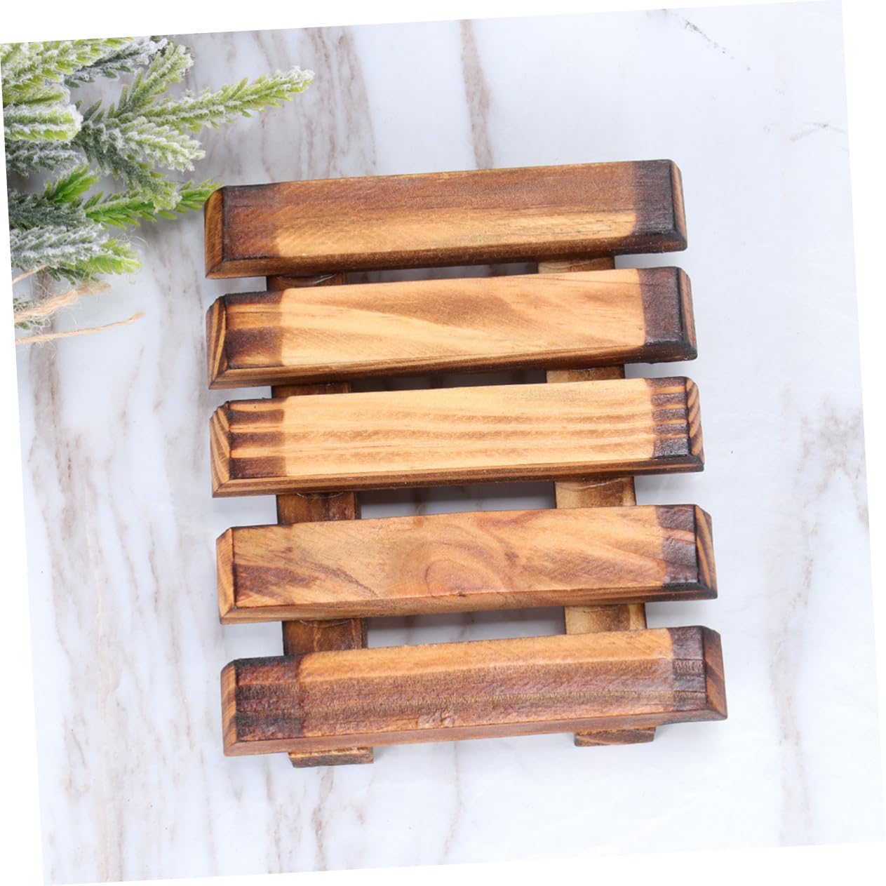 Vintage Carbonized Wood Soap Holder with Drainage