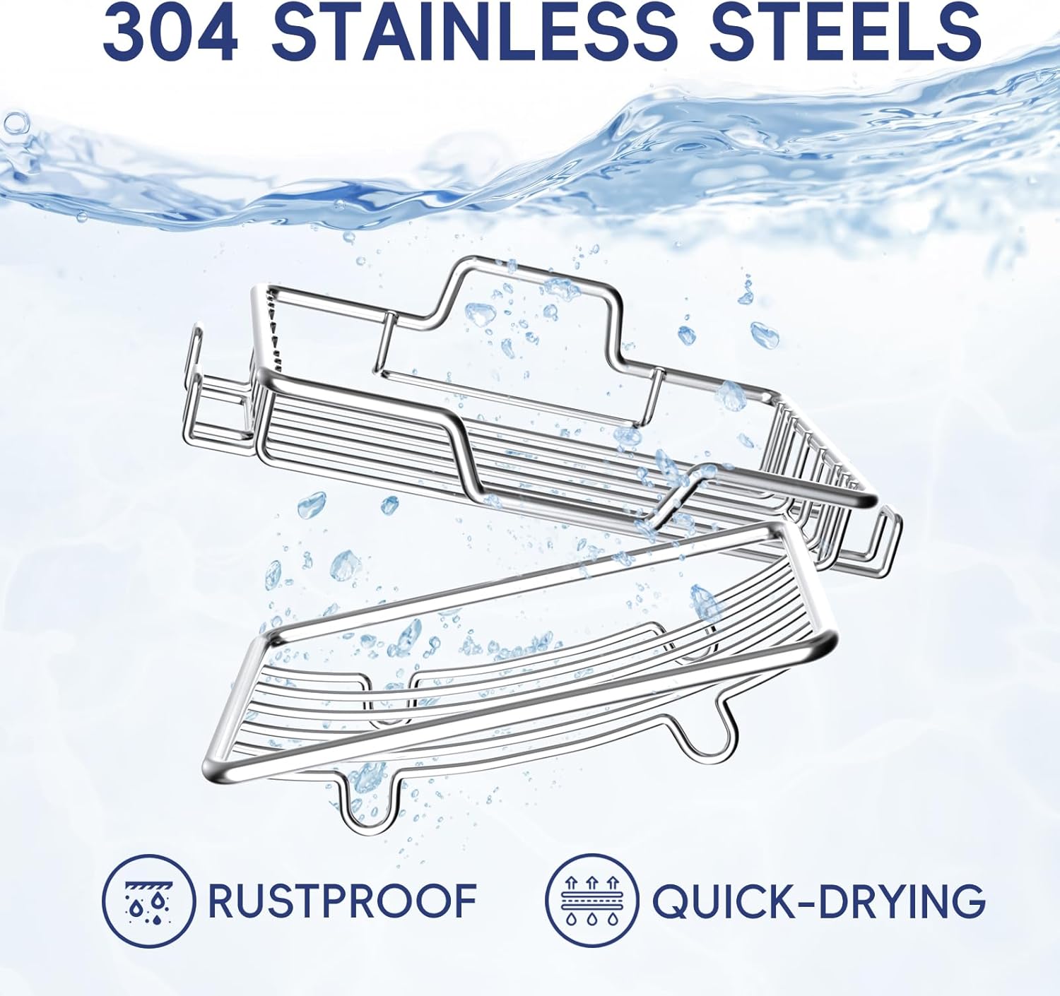Stainless Steel Soap Dish 2 Pack with 4 Hooks