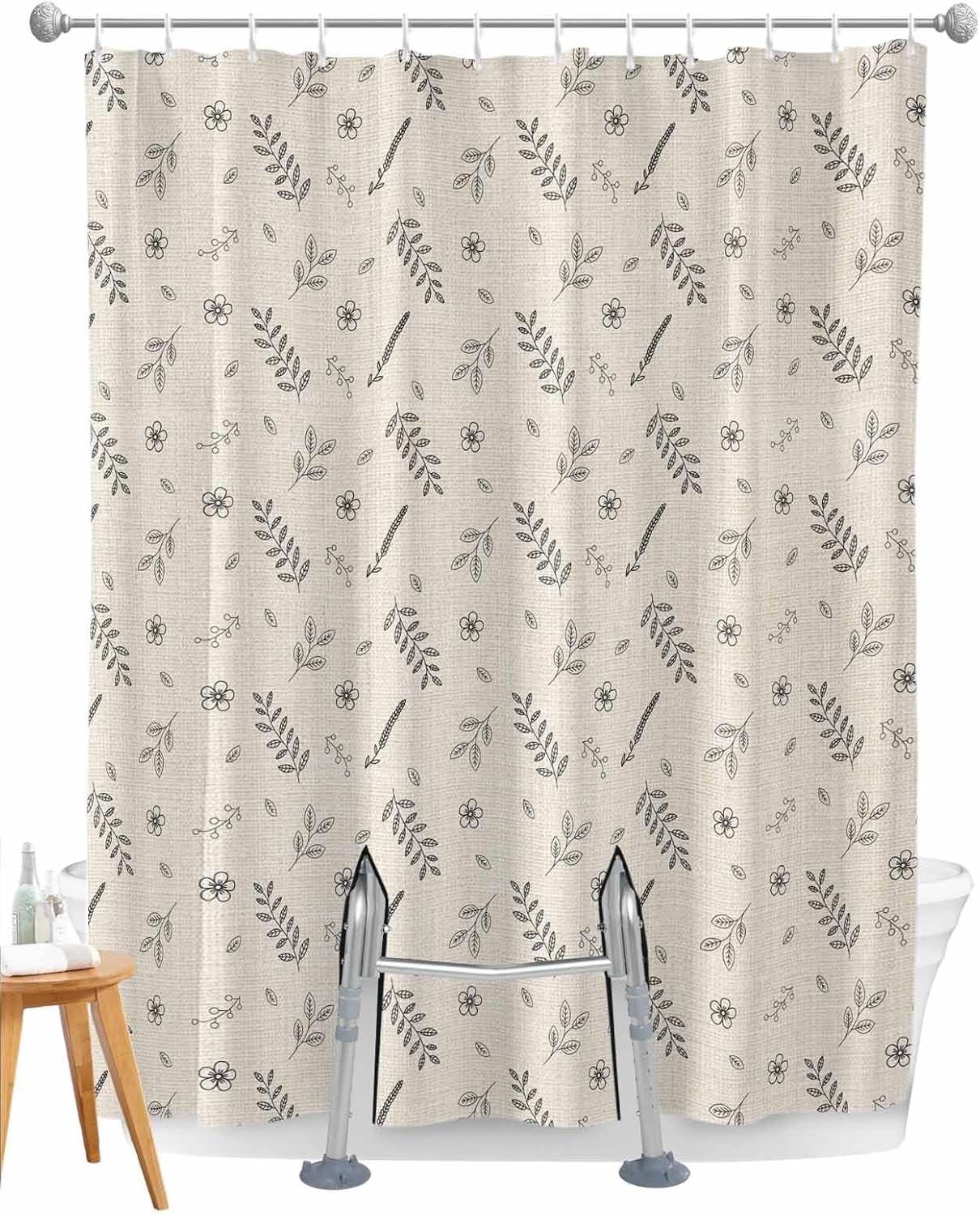 Shijiao Split Shower Curtain with Hooks and 2 Slits