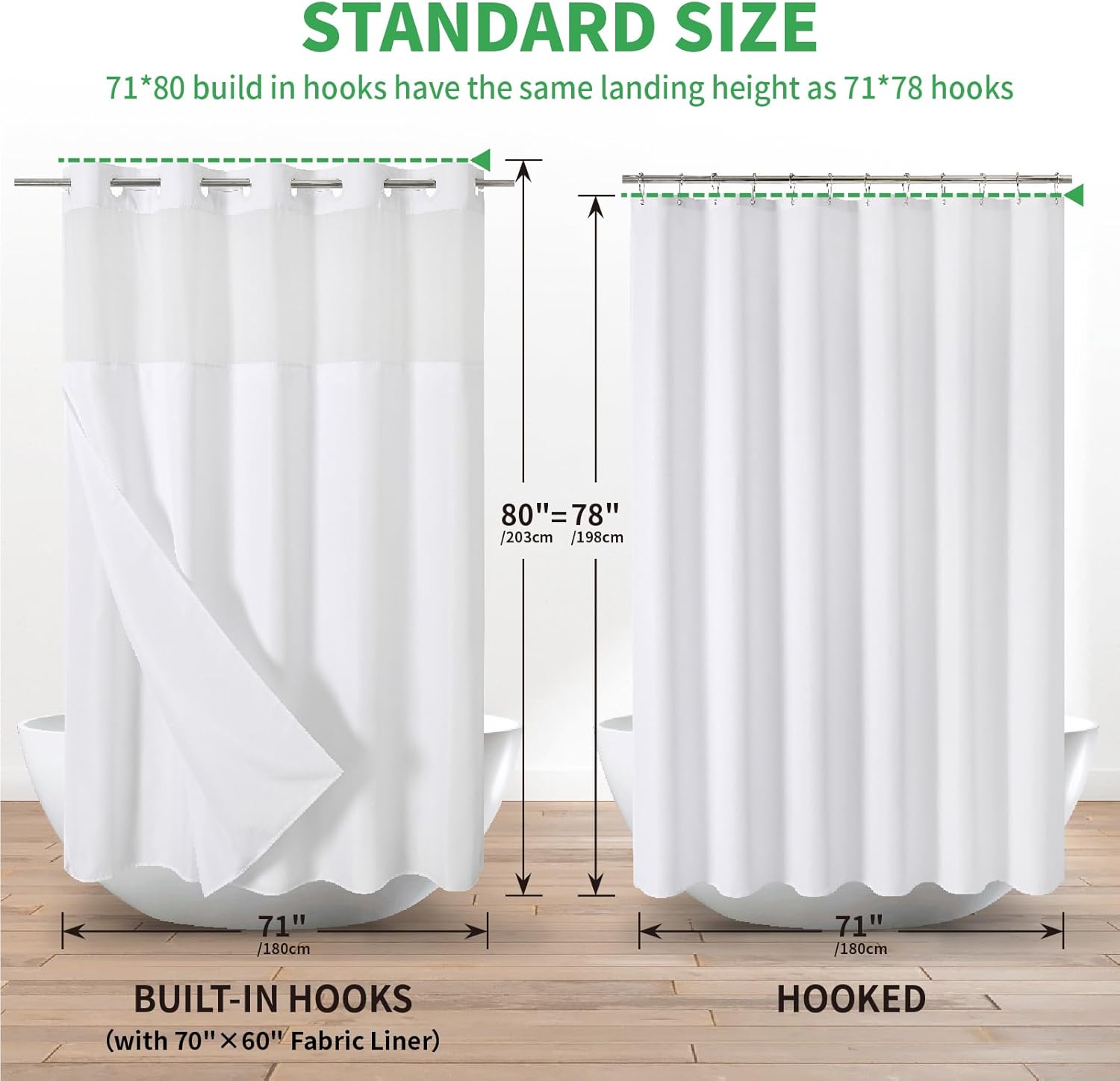 Linen Textured Shower Curtain with Snap-In Liner Set White