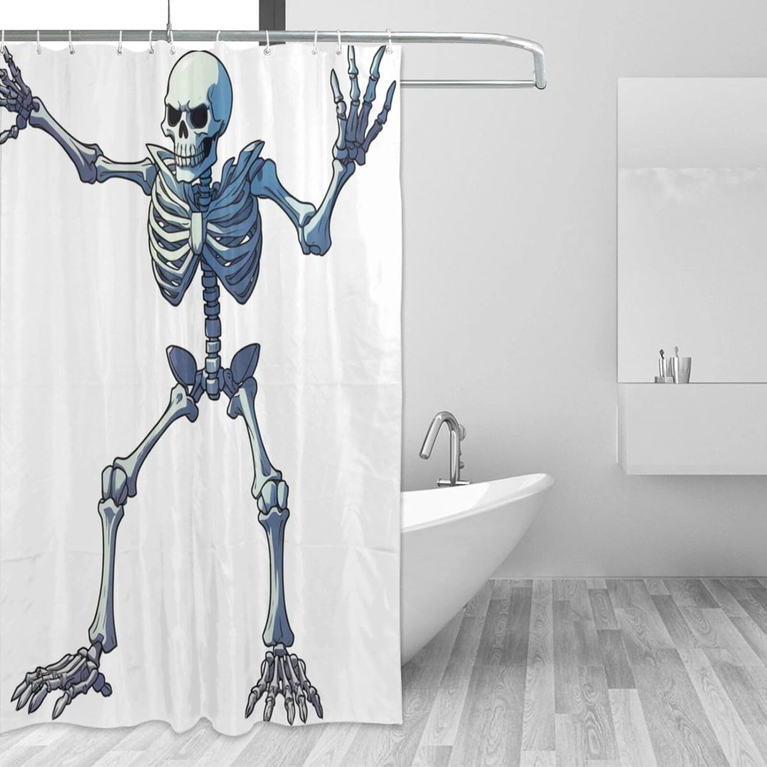 Battle Skeleton Waterproof Shower Curtain Set 72x72in