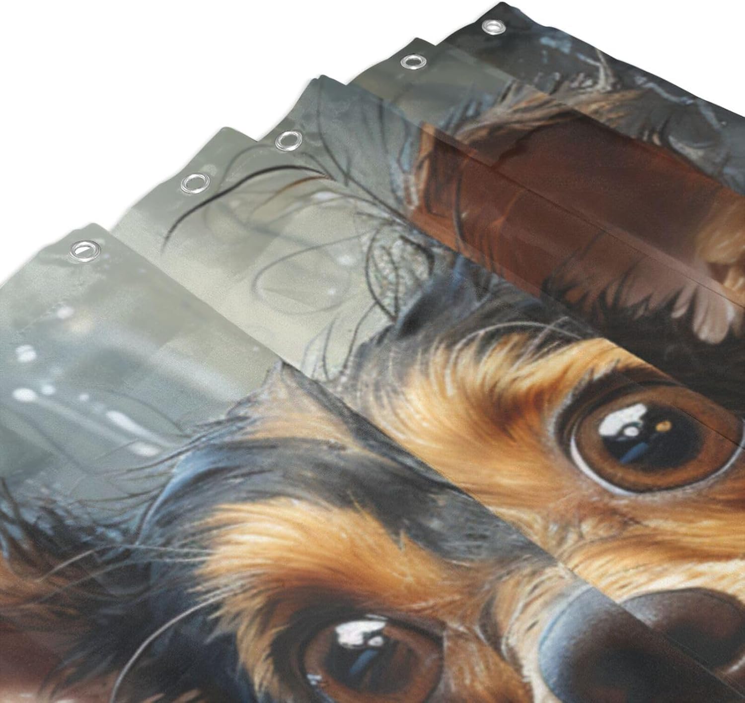 TIYAANDSY Smile Dog Shower Curtain Set 72x72in Waterproof