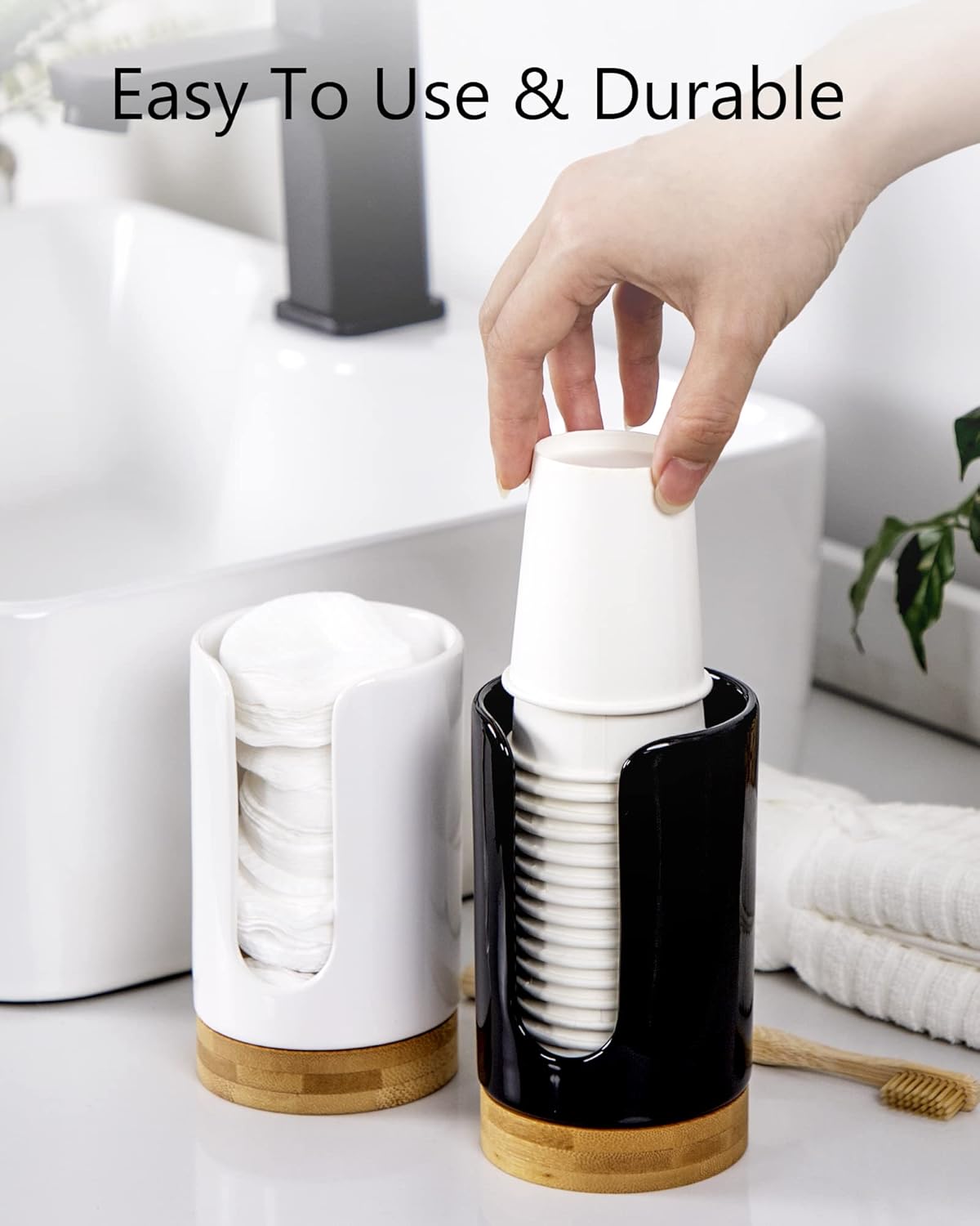 Viosuniu 5oz Ceramic Cup Dispenser 2 Pack Black