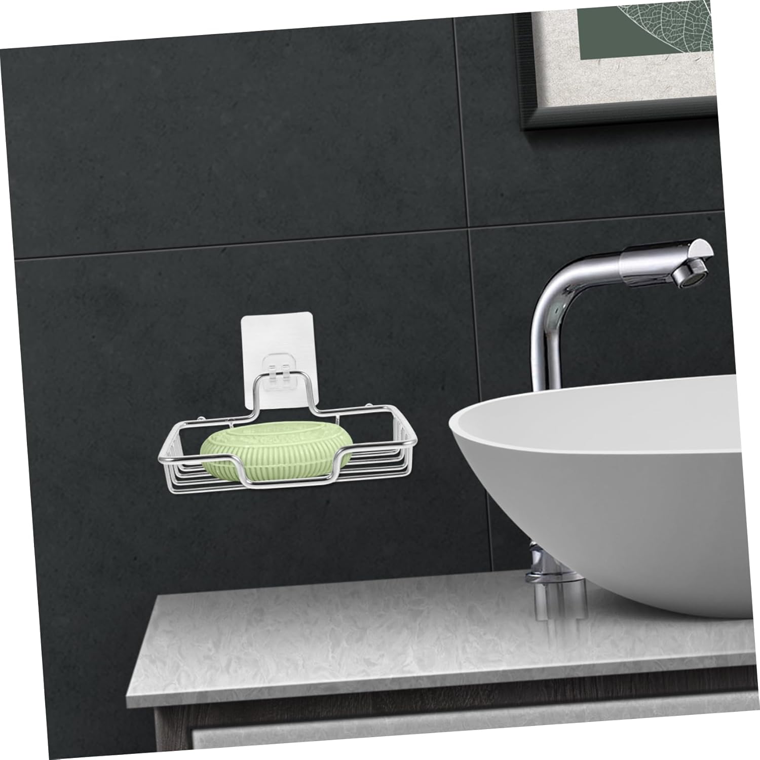 RORPOIR Wall Mounted Soap Holder No Drilling Stainless Steel Drainable Dish