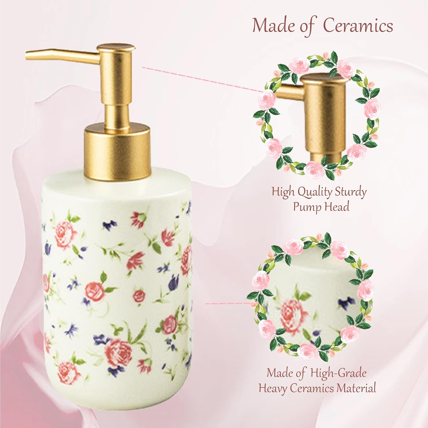 WREWING Rose White Ceramic Bathroom Accessory Set 3PCS