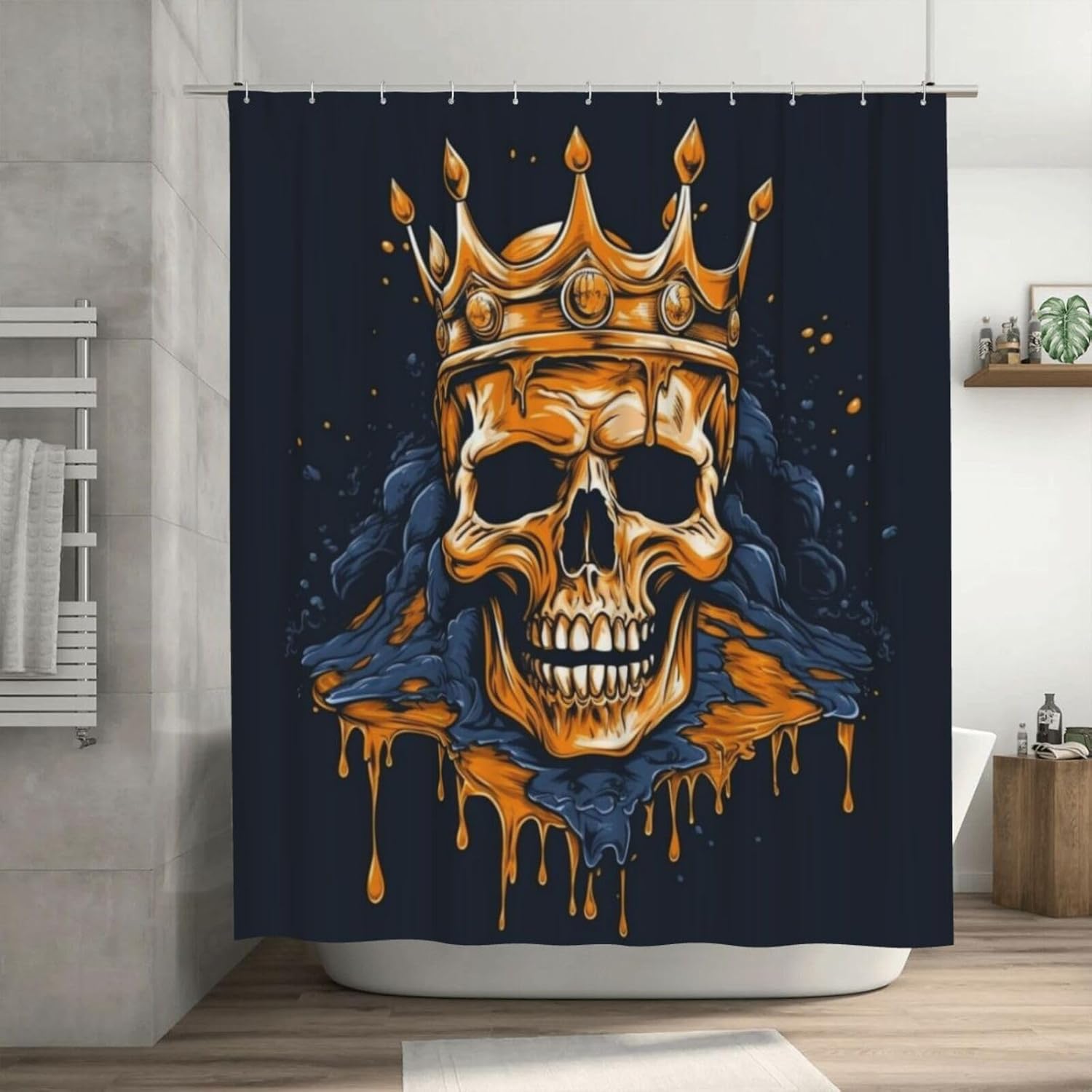Golden Skull King Shower Curtain Set 72x72in