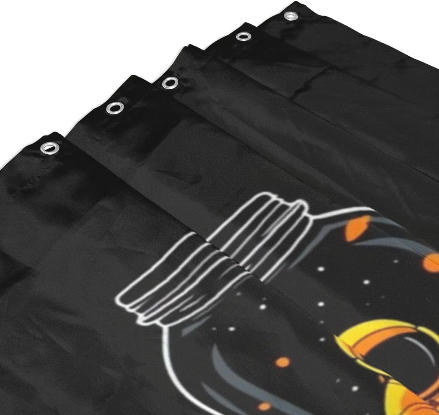 Yellow Astronaut Shower Curtain Set with 12 Hooks 72x72in