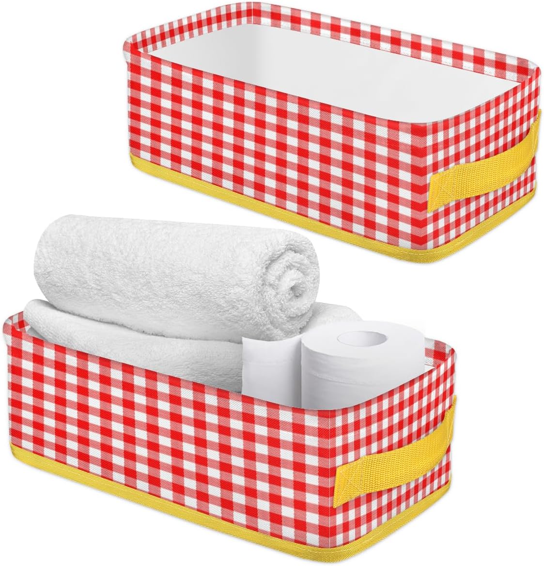 Red Plaid Toilet Paper Baskets Set of 2