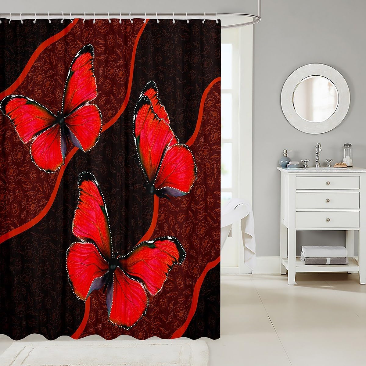 Feelyou Butterfly Shower Curtain 72x72 Kids Floral