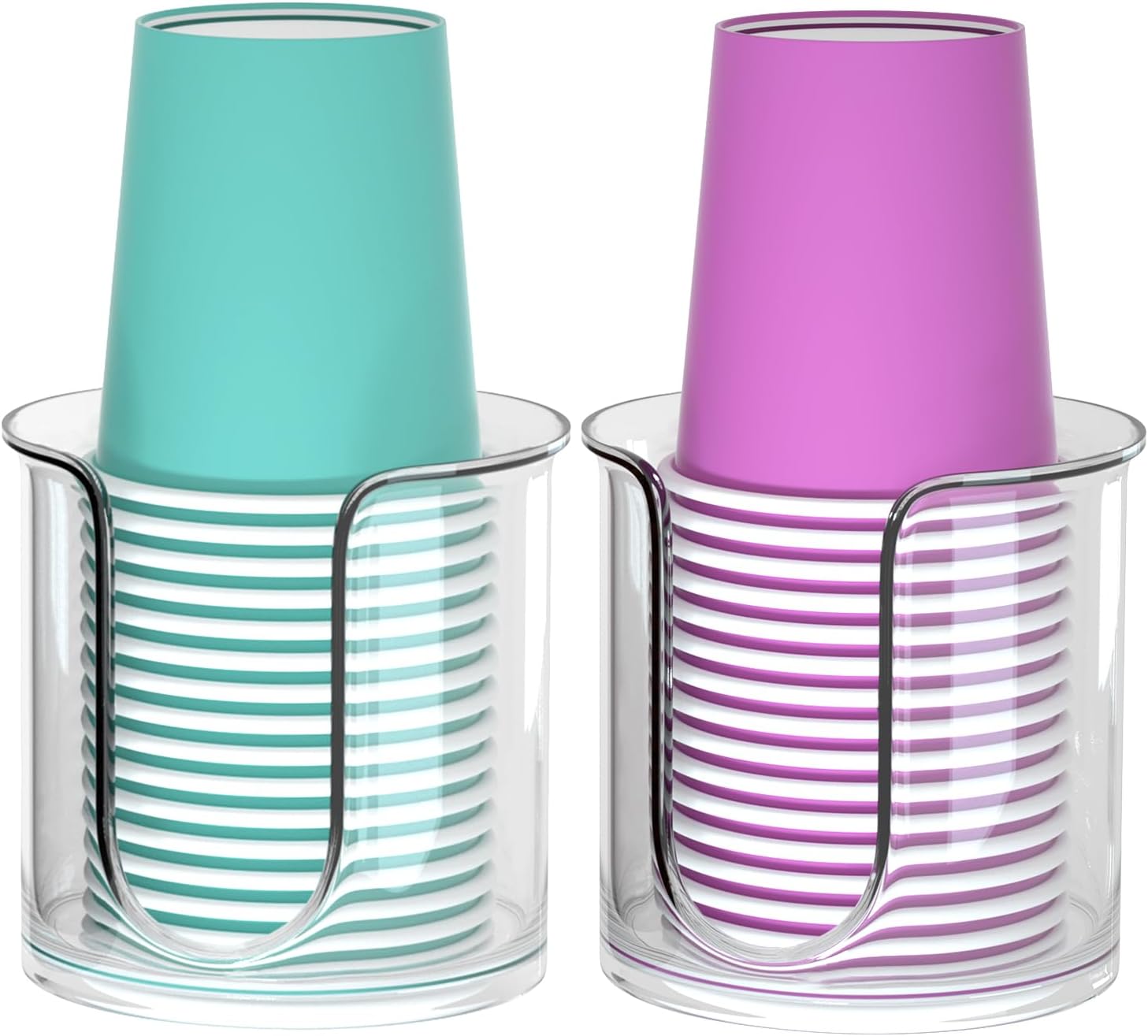 2 Pack Clear Bathroom Cup Dispenser for 3oz Cups