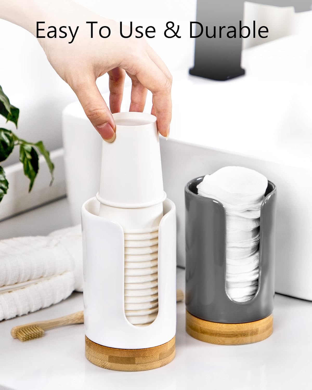 Viosuniu Ceramic Cups Dispenser - 2 Pack BPA Free White