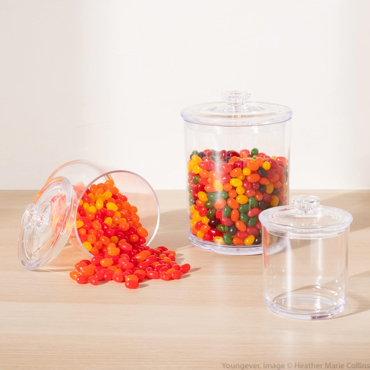 Youngever 2 Pack 15 Ounce Clear Plastic Apothecary Jars