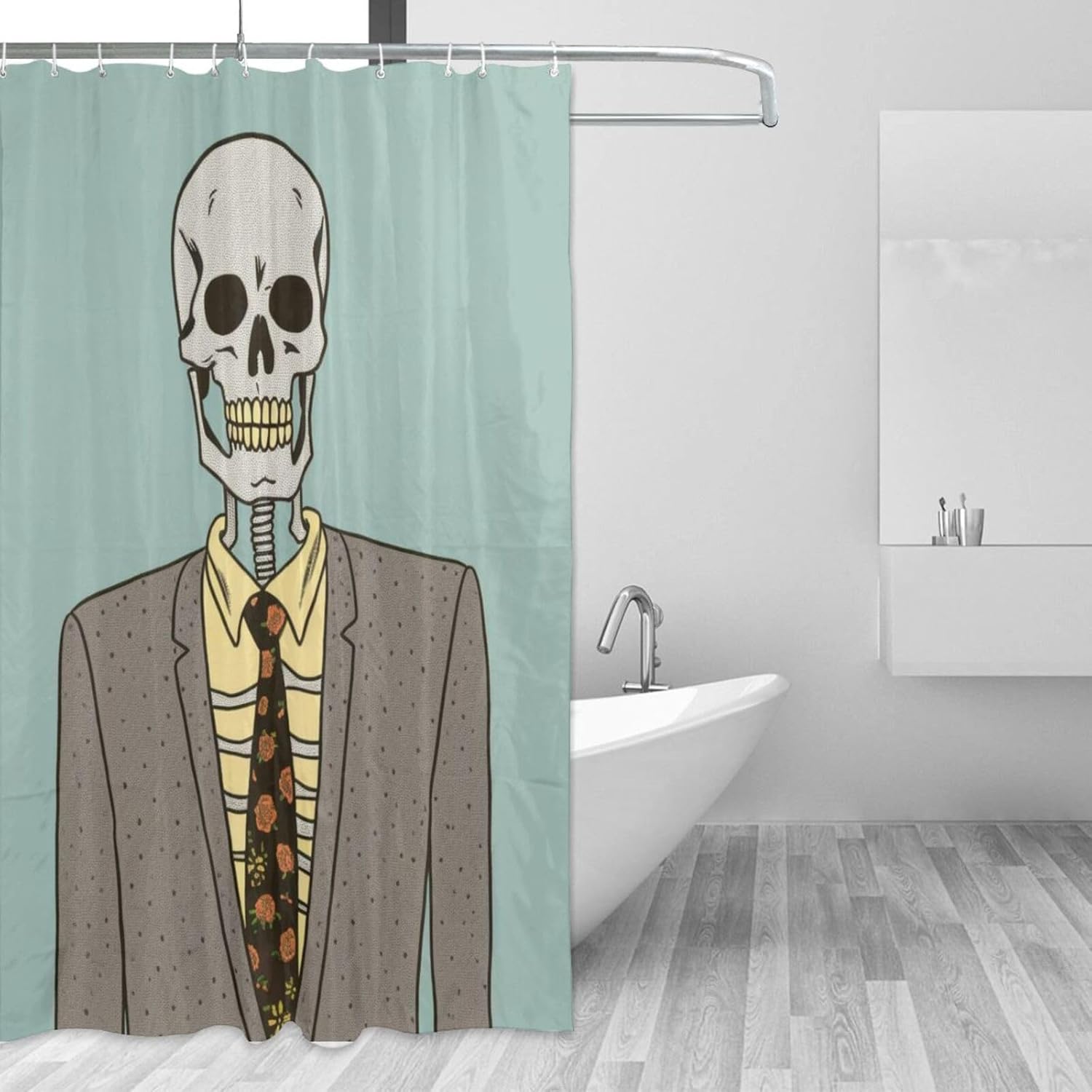 TIYAANDSY Boho Skull Shower Curtain Set 72x72in