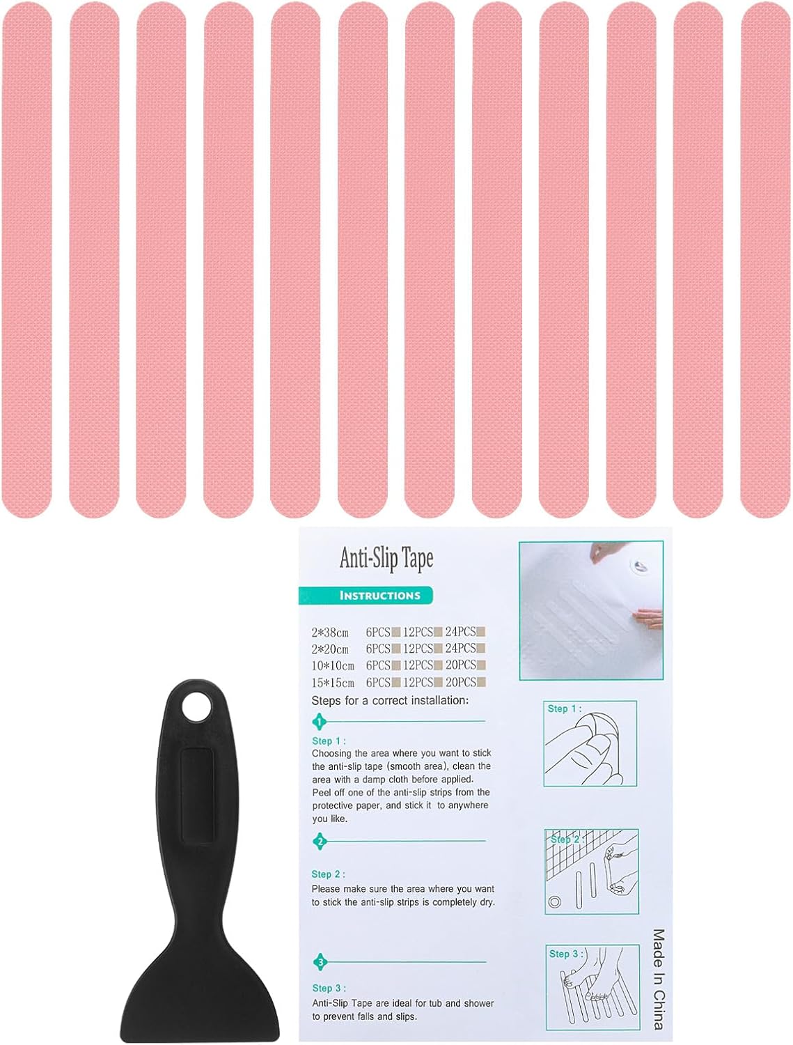 PATIKIL Bathtub Non-Slip Stickers 12 Pack Pink