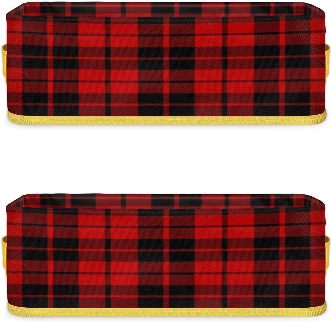 Red And Black Checkered Foldable Storage Baskets 2-Pack 1