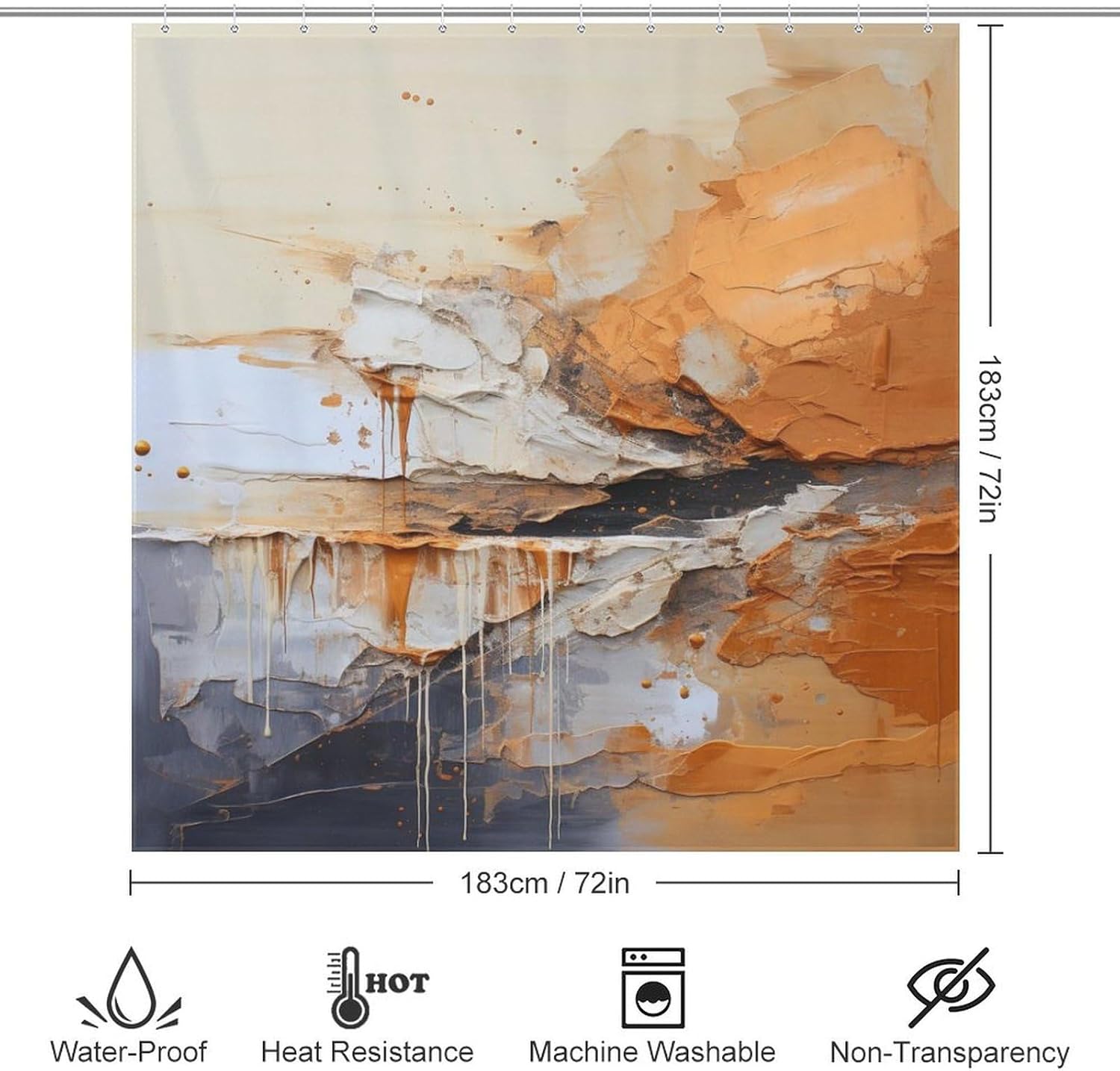 TIYAANDSY Oil Painting Abstract Shower Curtain Set