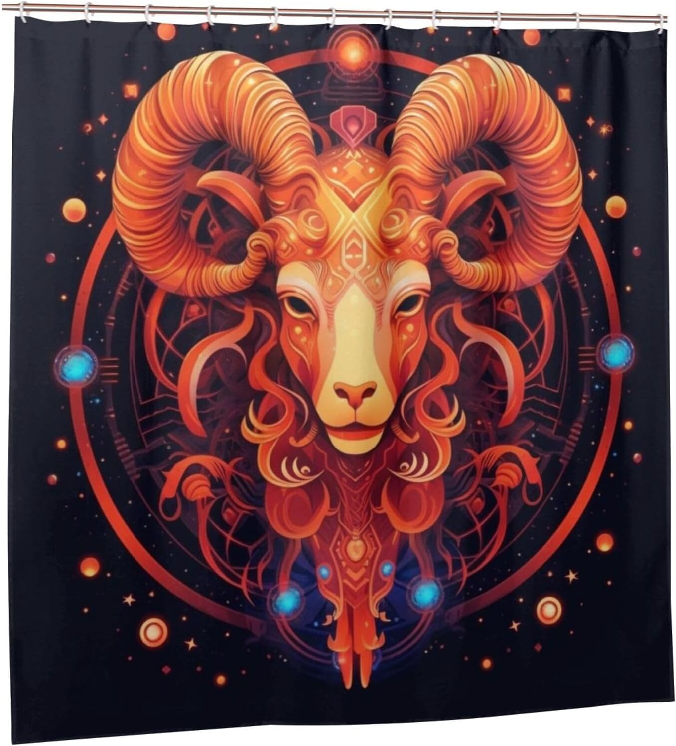 Red Constellation Starry Sky Boho Shower Curtain Set